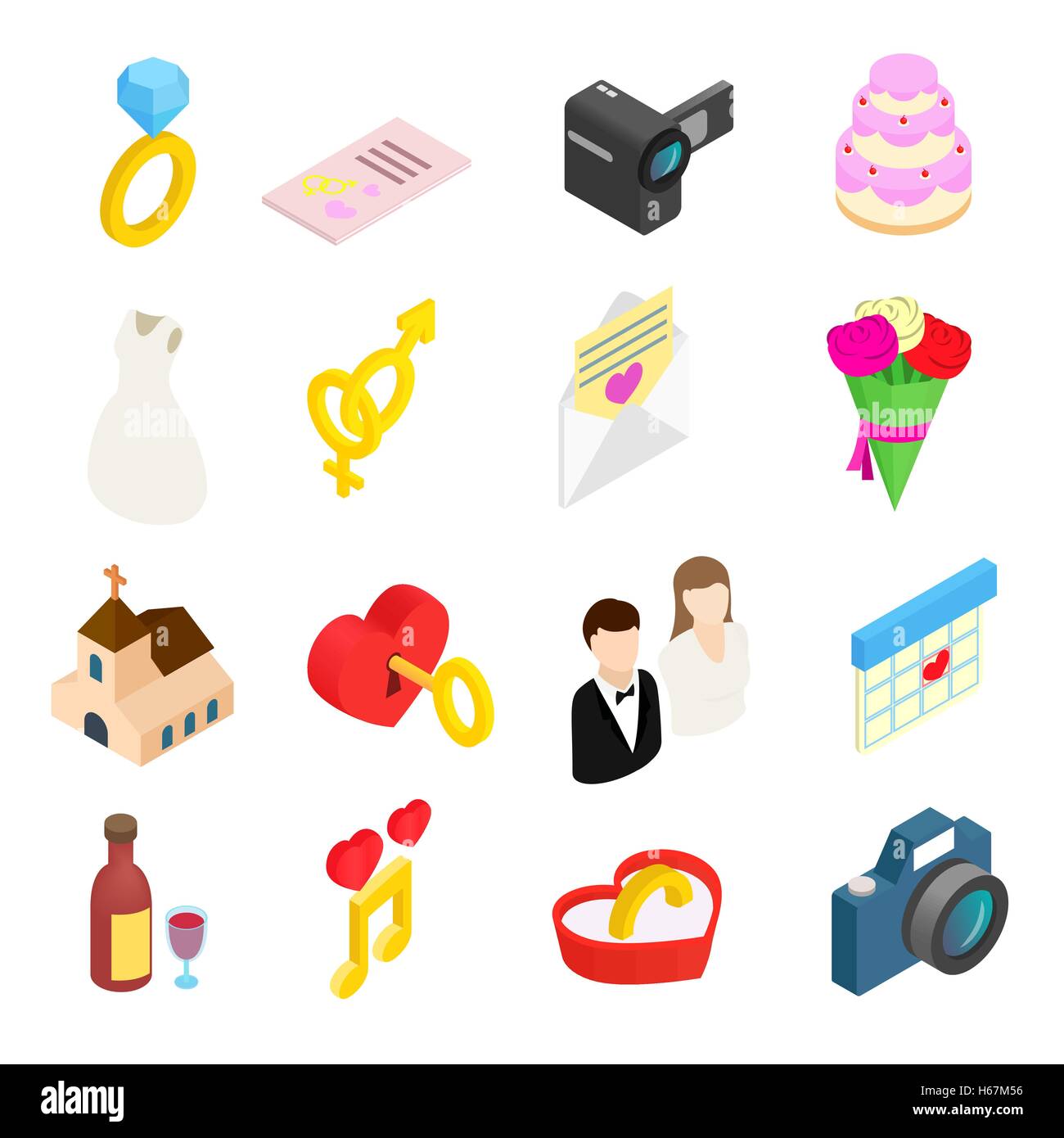 Wedding isometric 3d icons set Stock Vector Image & Art - Alamy