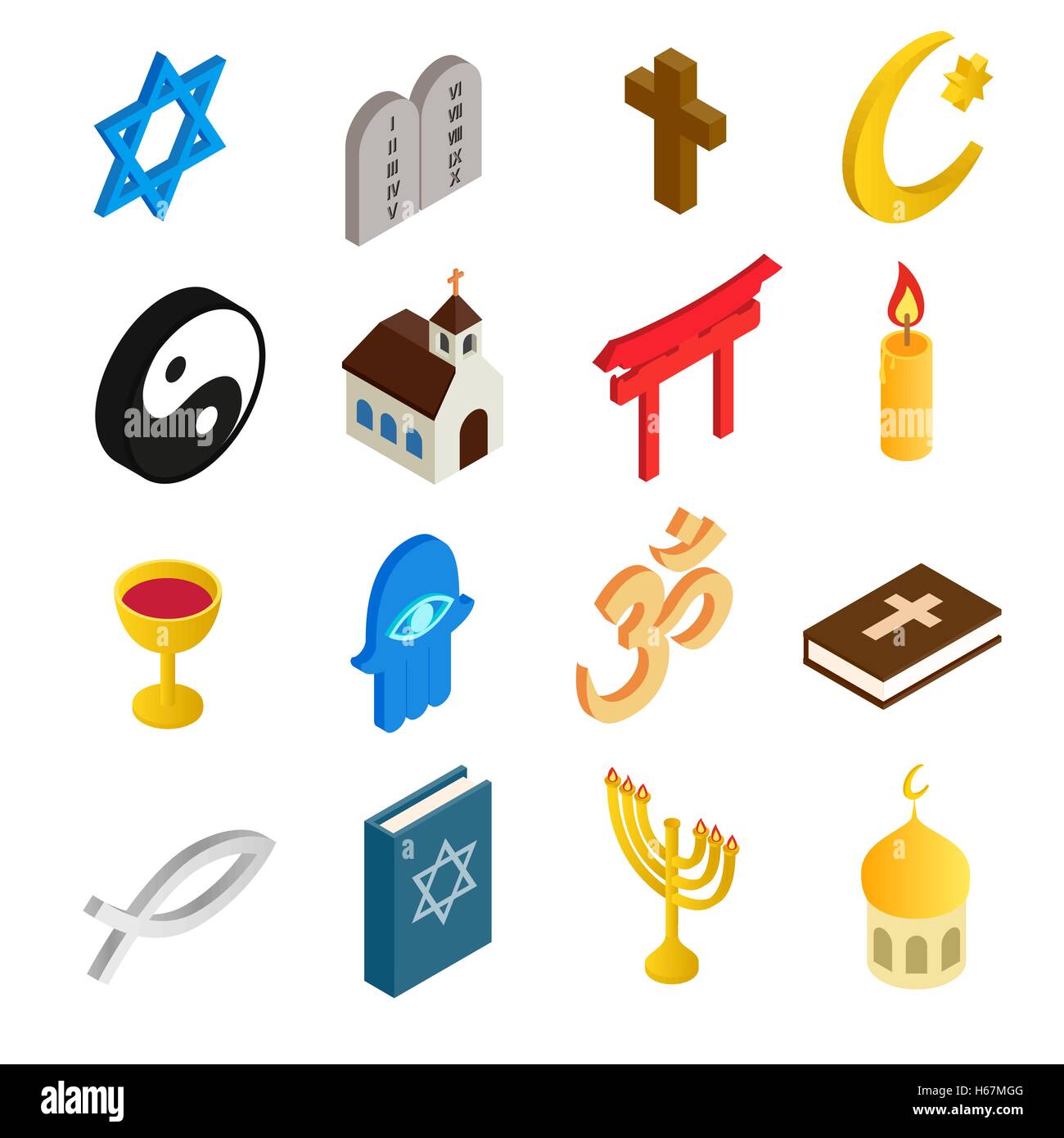 Religion isometric 3d icons set Stock Vector Image & Art - Alamy