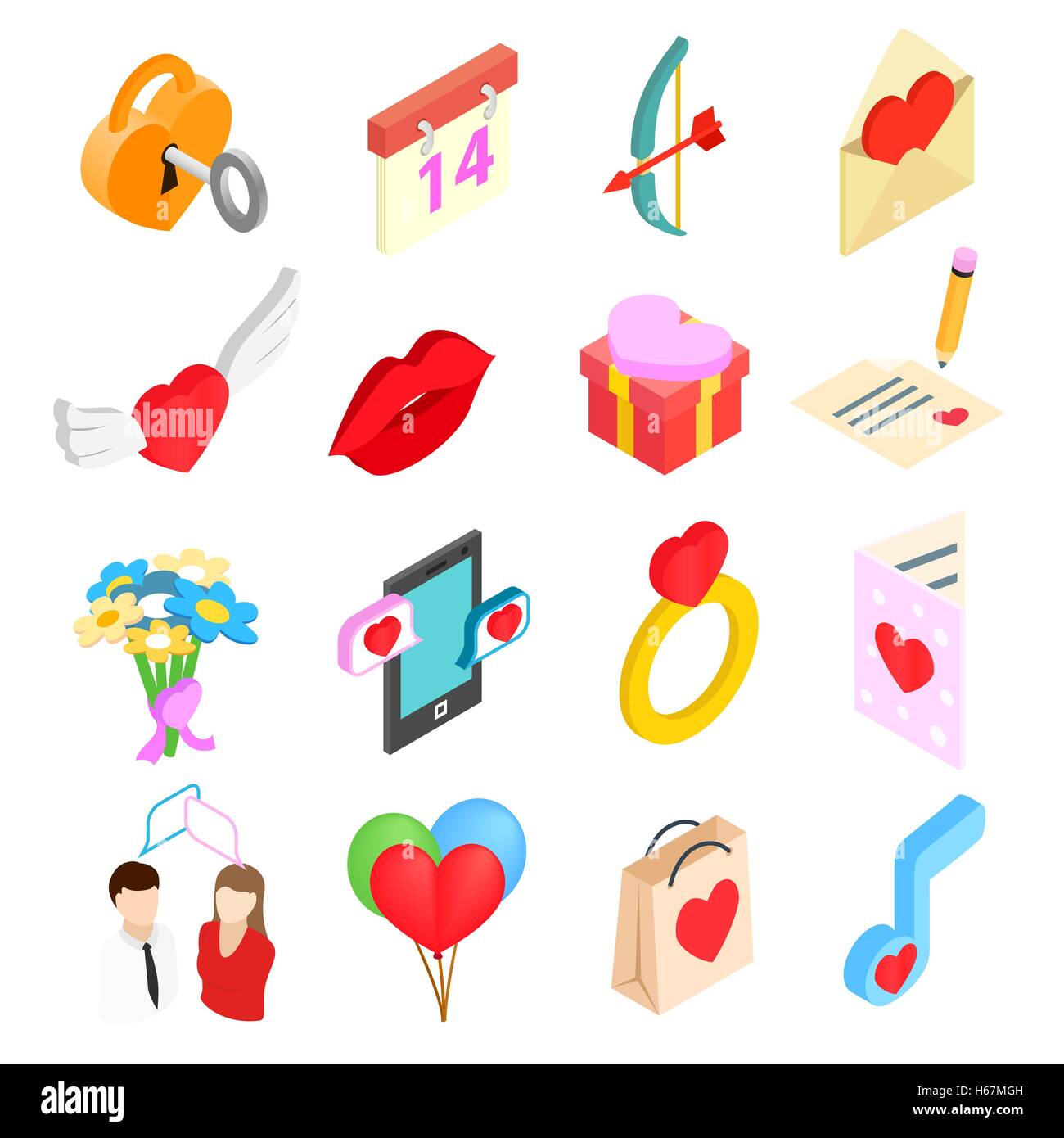 Valentines isometric 3d icons set Stock Vector Image & Art - Alamy