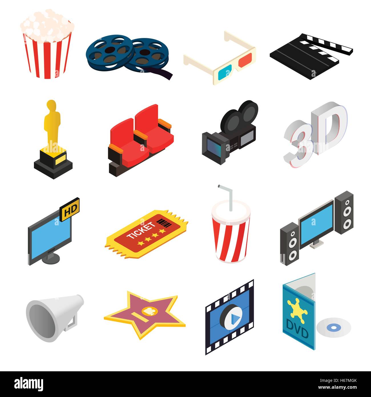 Cinema isometric 3d icons set Stock Vector Image & Art - Alamy