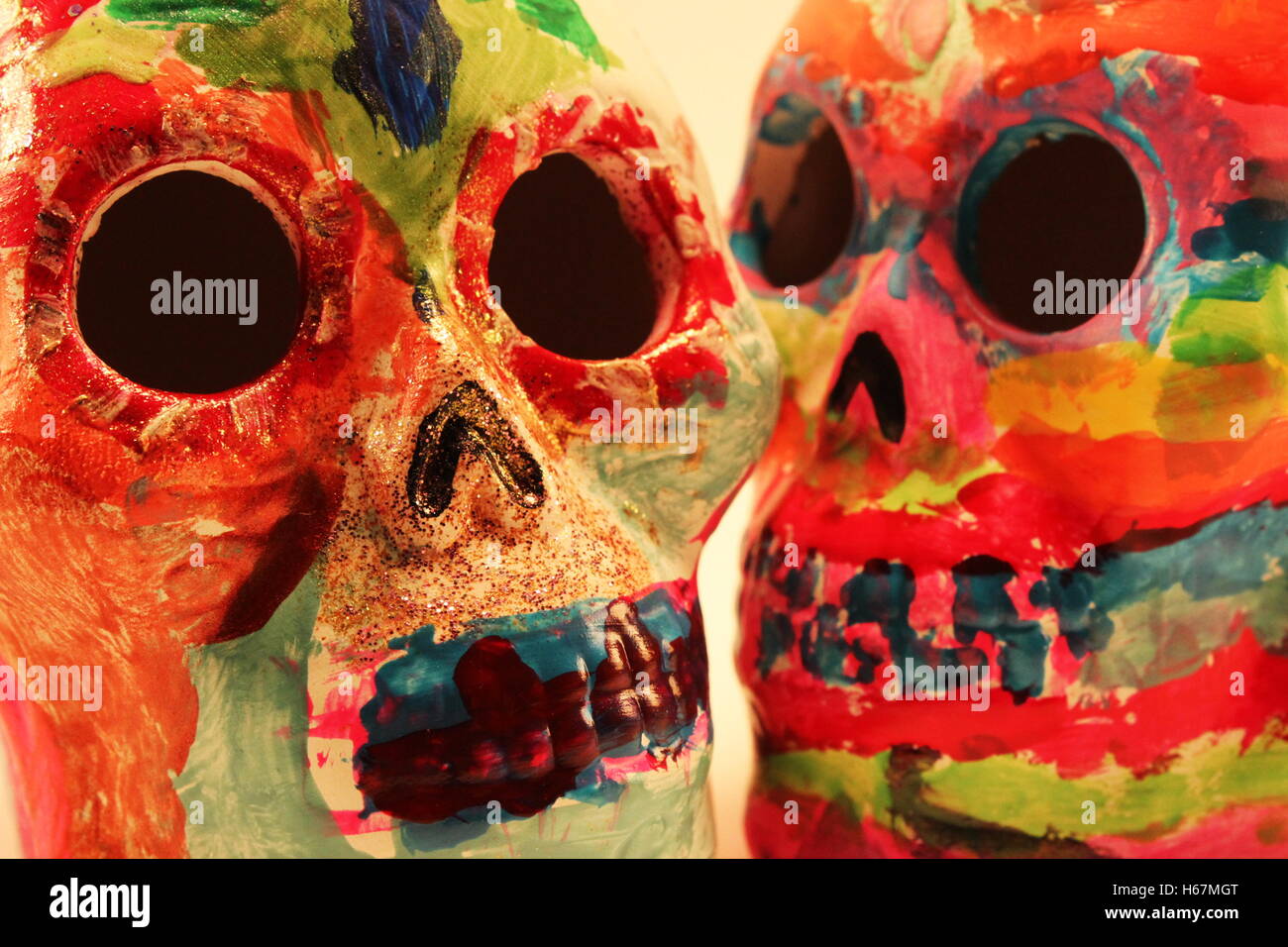 hand painted cermamic sugar skulls Stock Photo