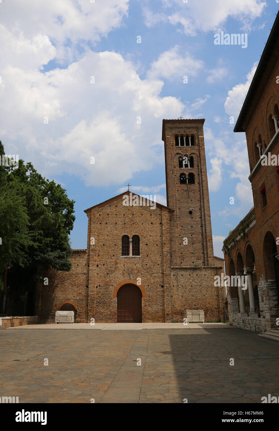 facade of the church dedicated to Saint Francis of Assisi in the city of Ravenna in Italy Central Stock Photo