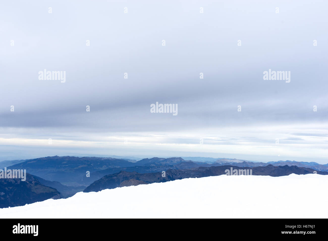 snow scene of alps mountain Stock Photo