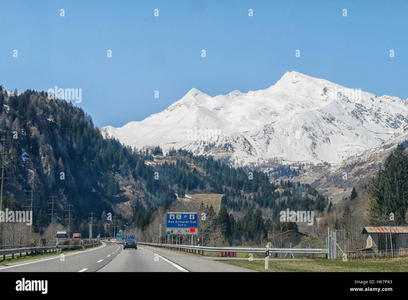 Traffic Driving On Road Towards Gotthard Tunnel In The Swiss Alps Stock Photo Alamy