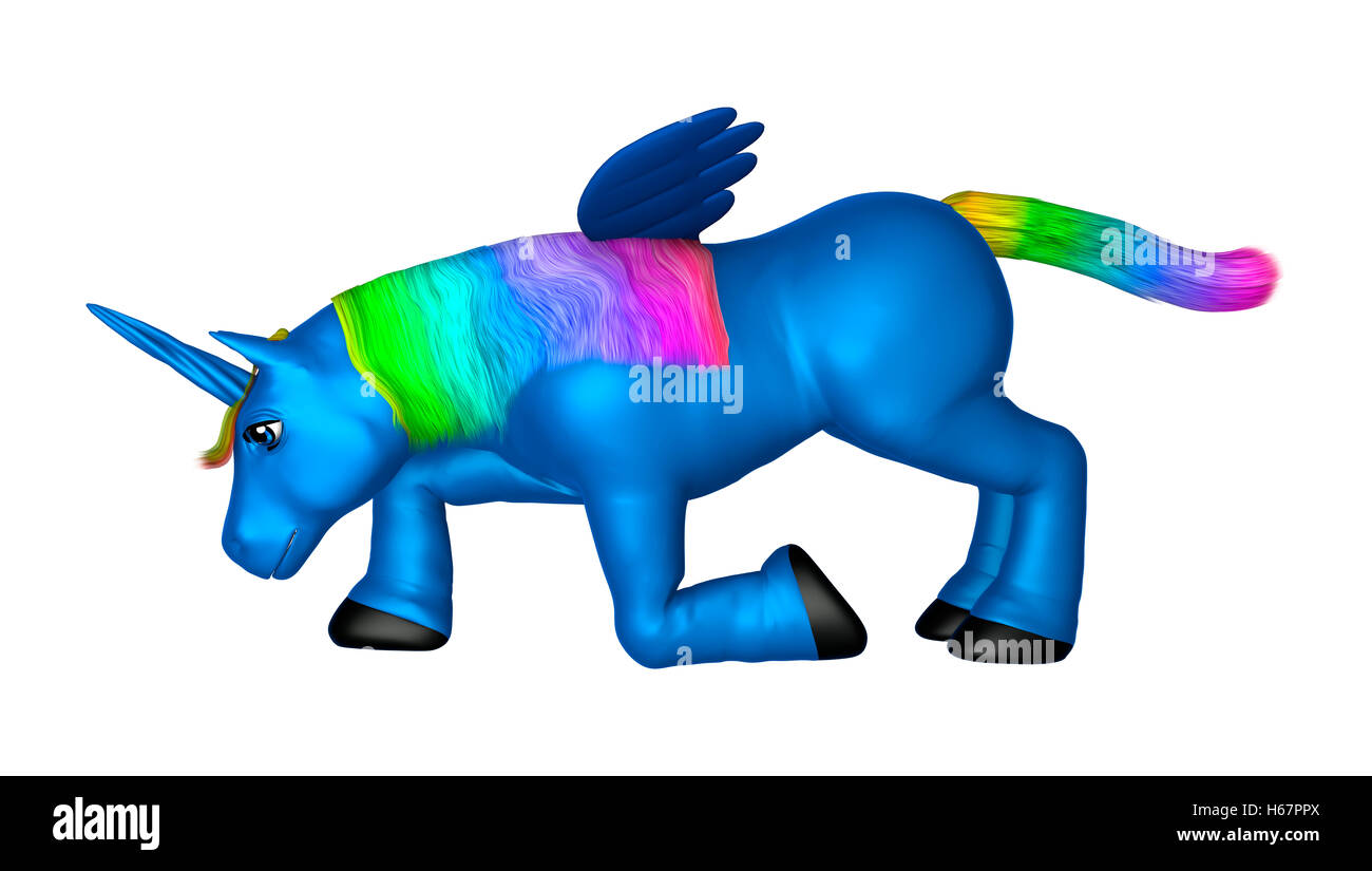 3D rendering of a blue unicorn isolated on white background Stock Photo ...