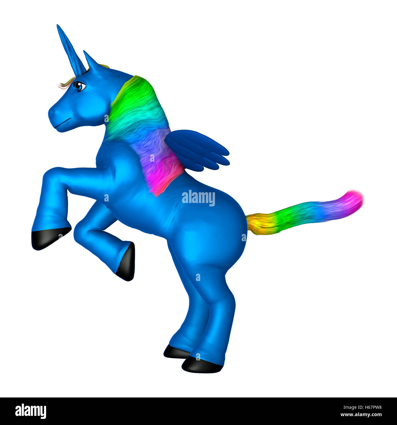 3D rendering of a blue unicorn isolated on white background Stock Photo ...