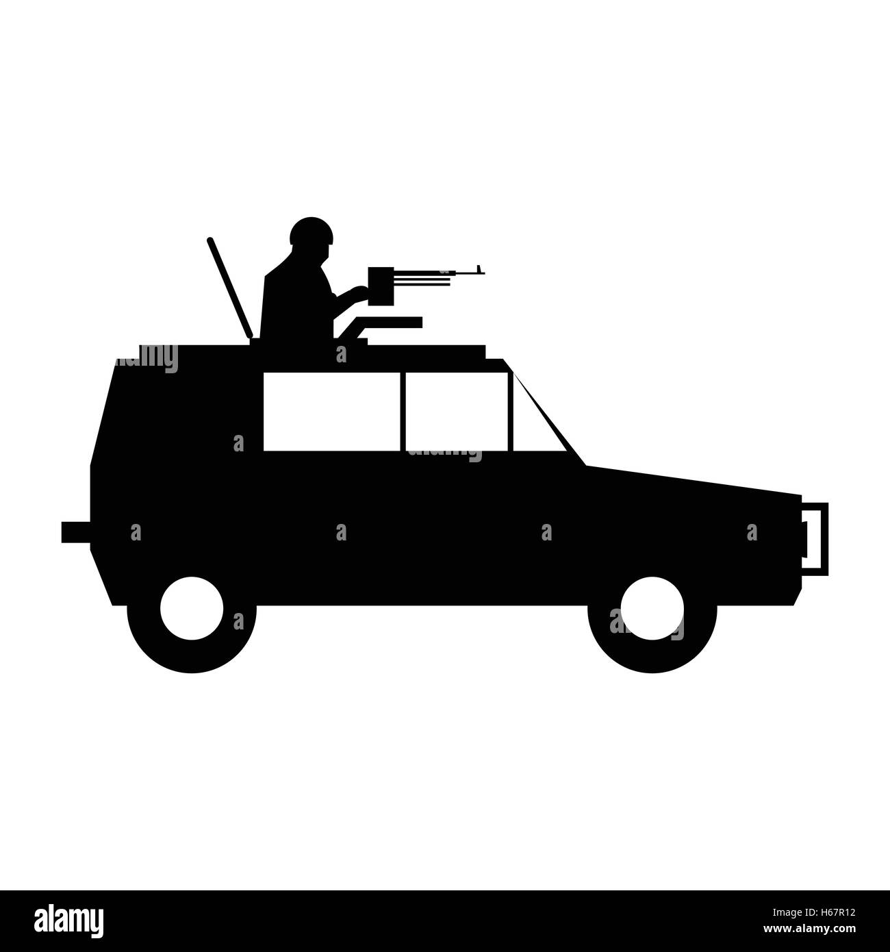 Military war car simple icon Stock Vector