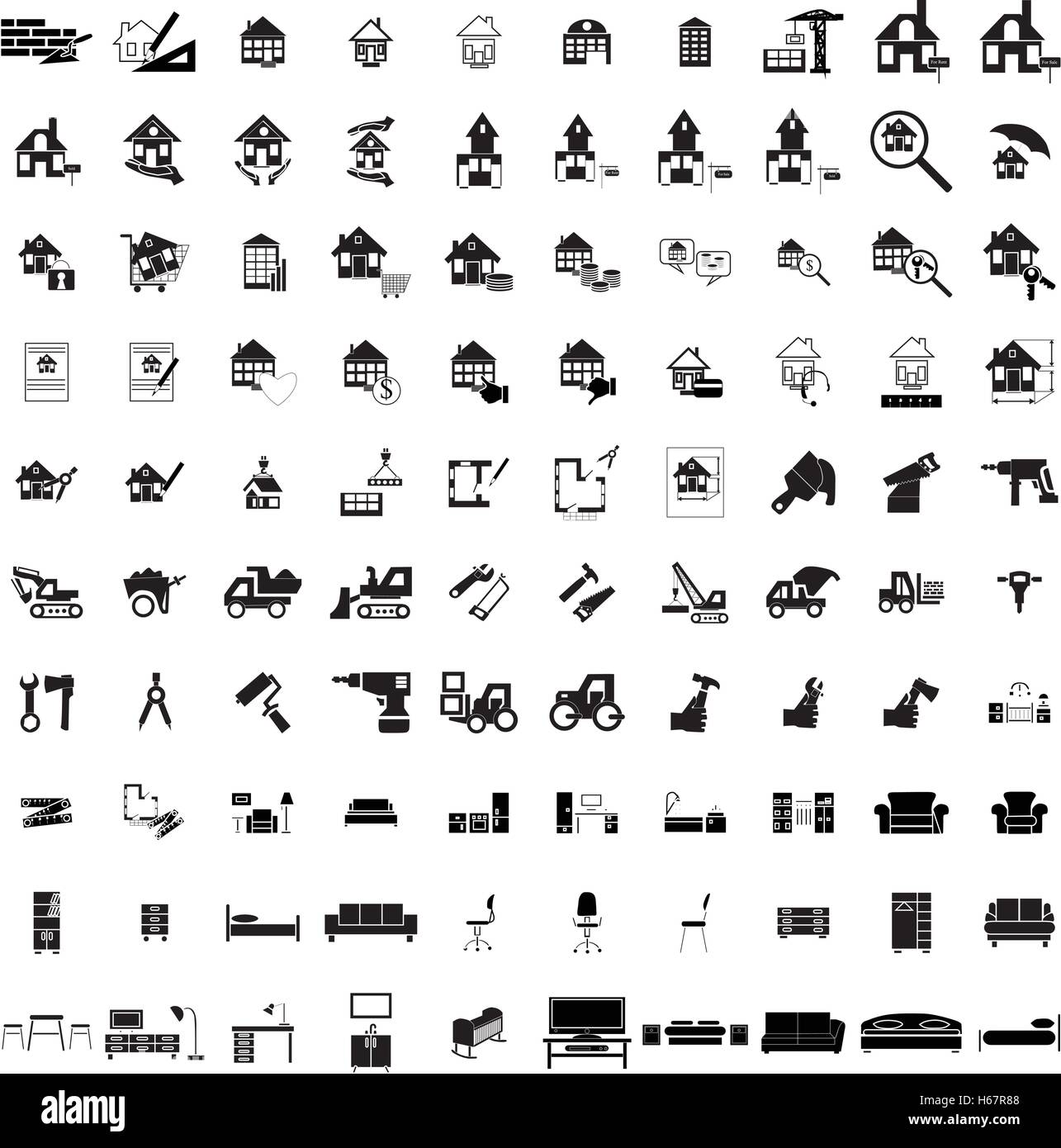 100 house simple icons Stock Vector Image & Art - Alamy