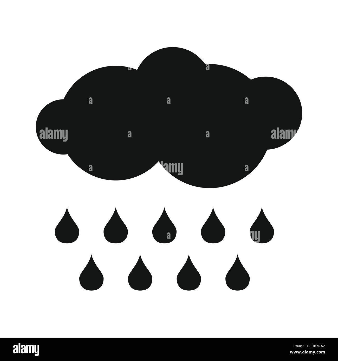 Cloud with drops simple icon Stock Vector