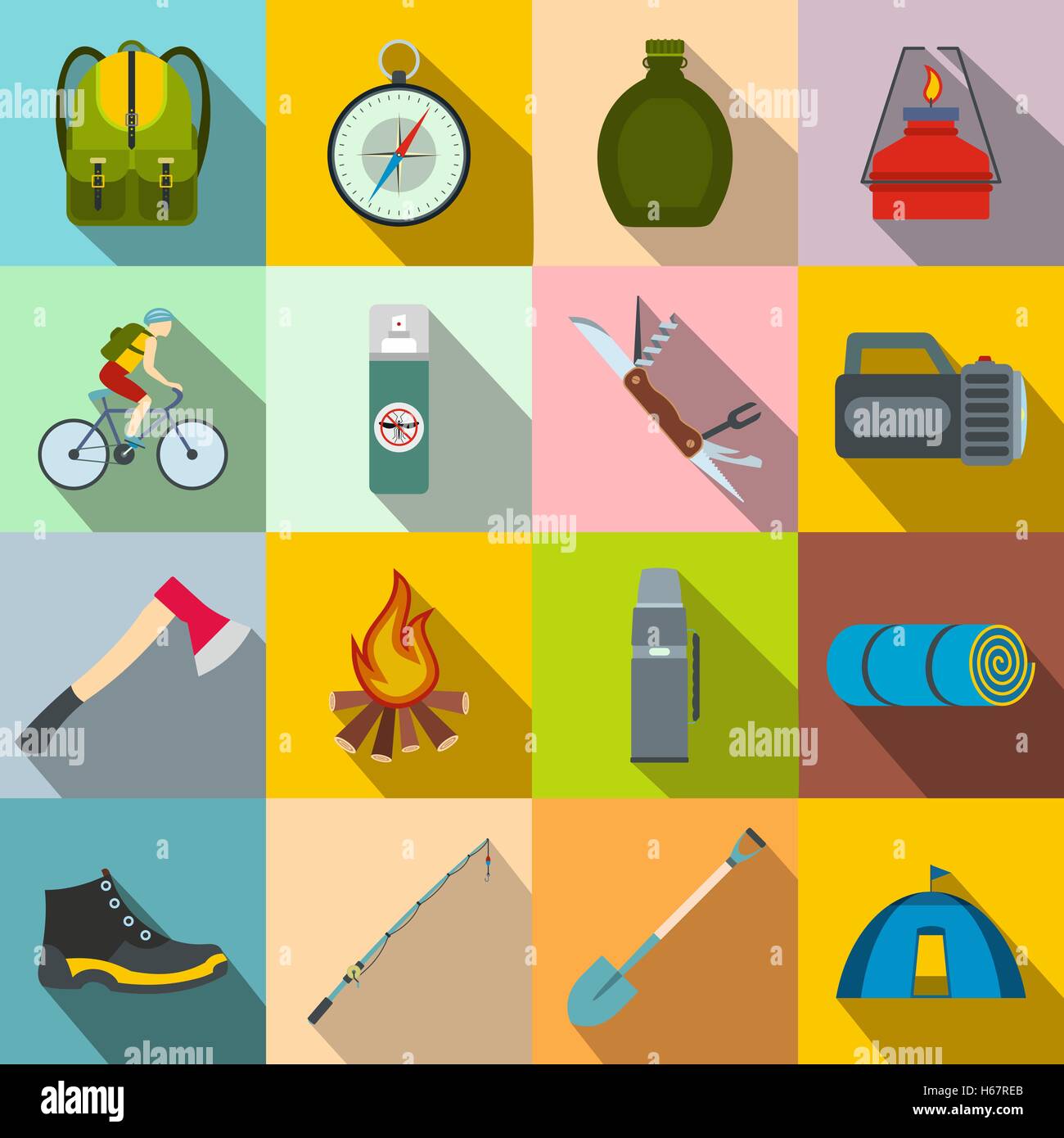 Camping flat icons Stock Vector Image & Art - Alamy