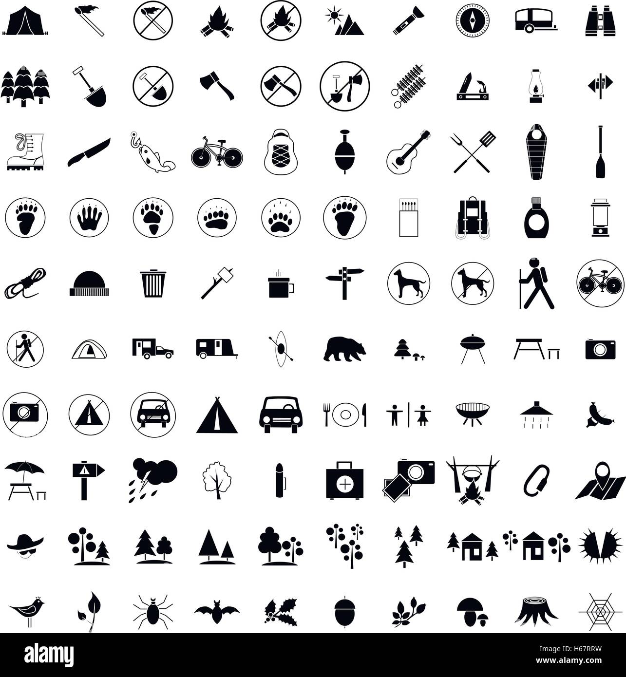 100 Camping icons set Stock Vector Image & Art - Alamy