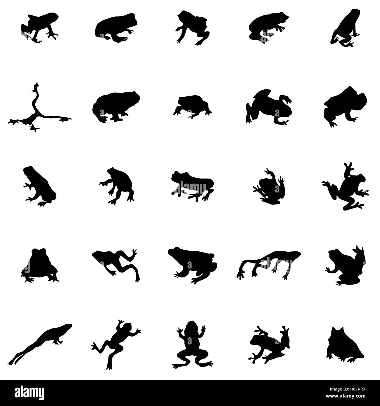 Frog silhouettes set Stock Vector