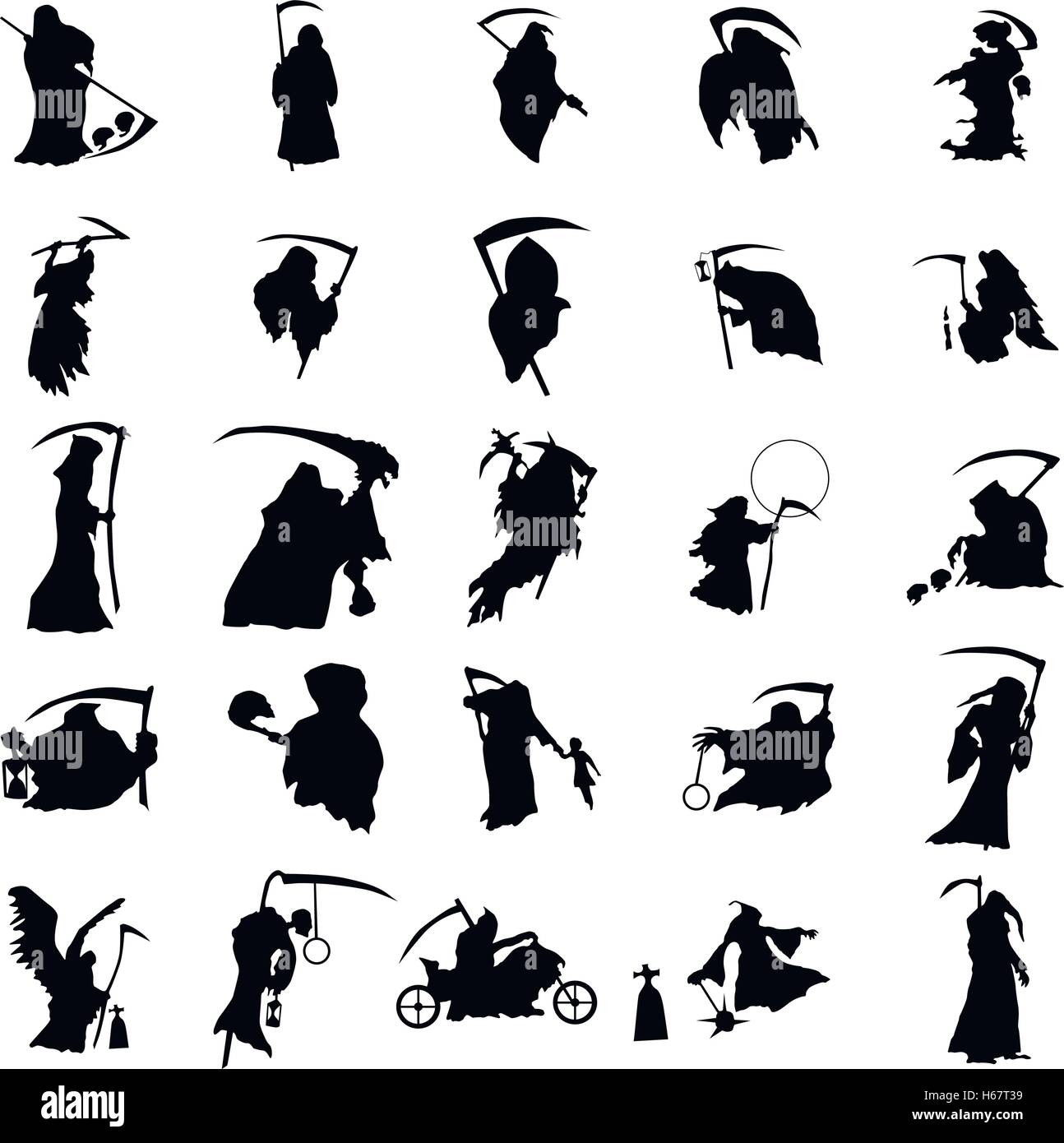 Grim reaper silhouette set Stock Vector Image & Art - Alamy