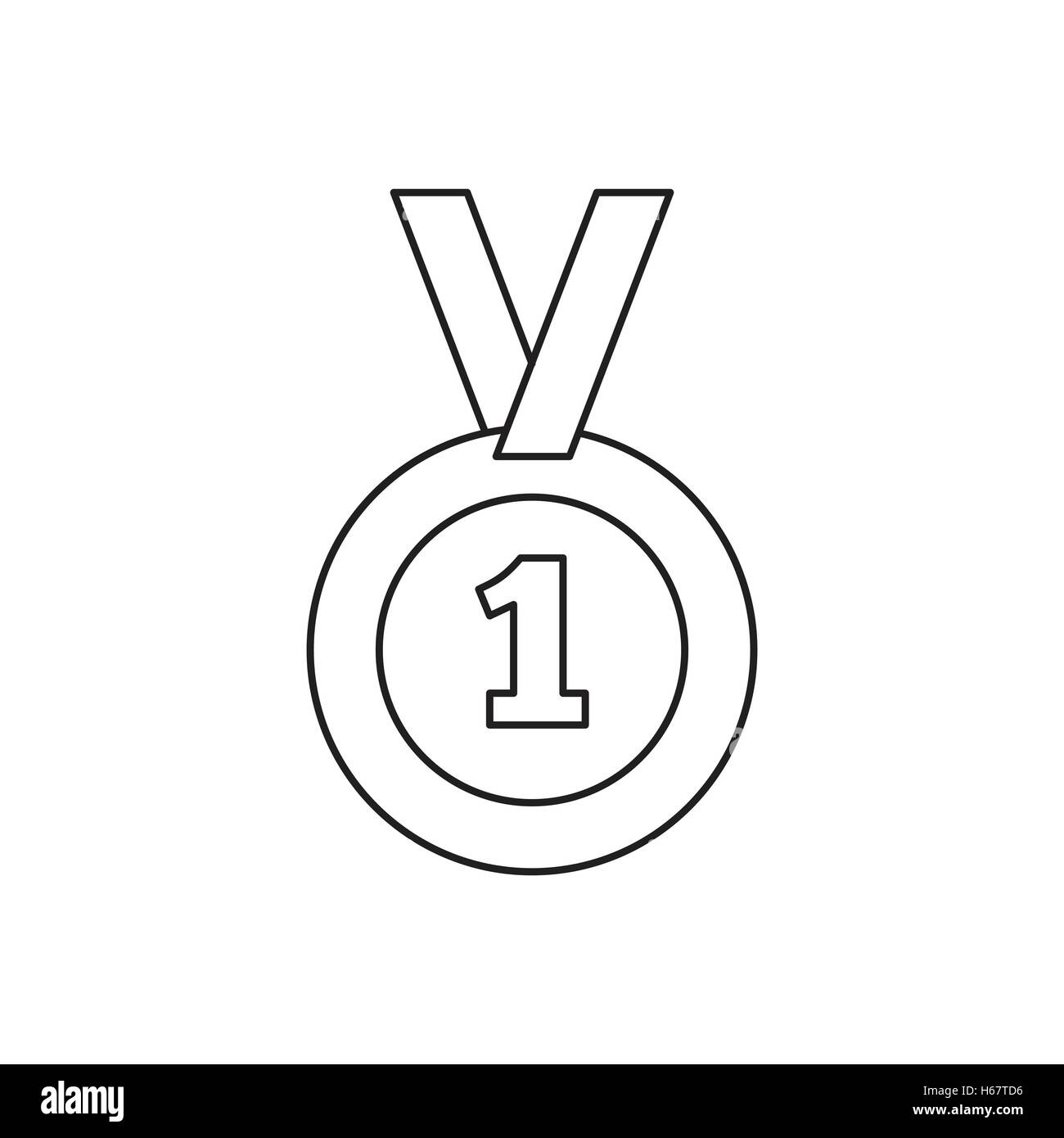 1st place medal line icon Stock Vector