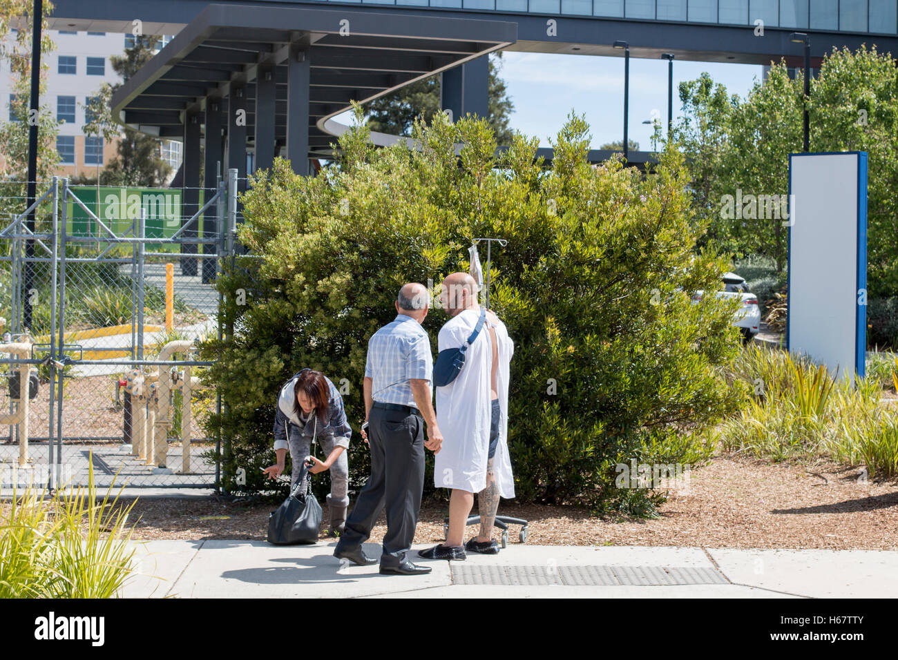 Patients outside the main entrance to Sydney Royal North Shore hospital, St Leonards,Sydney