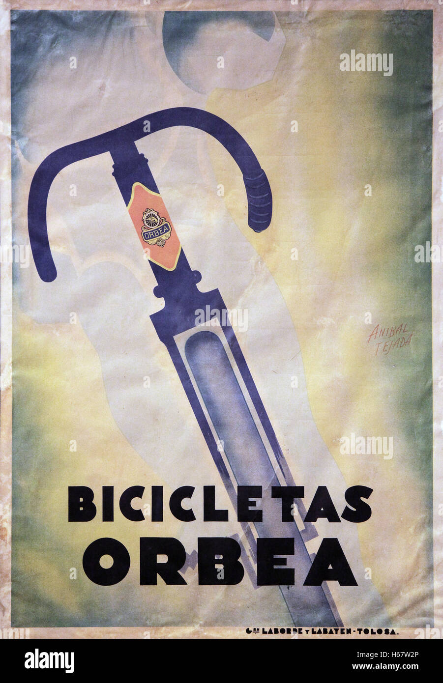 Bicicletas Orbea.A Spanish Vintage bicycle poster Stock Photo