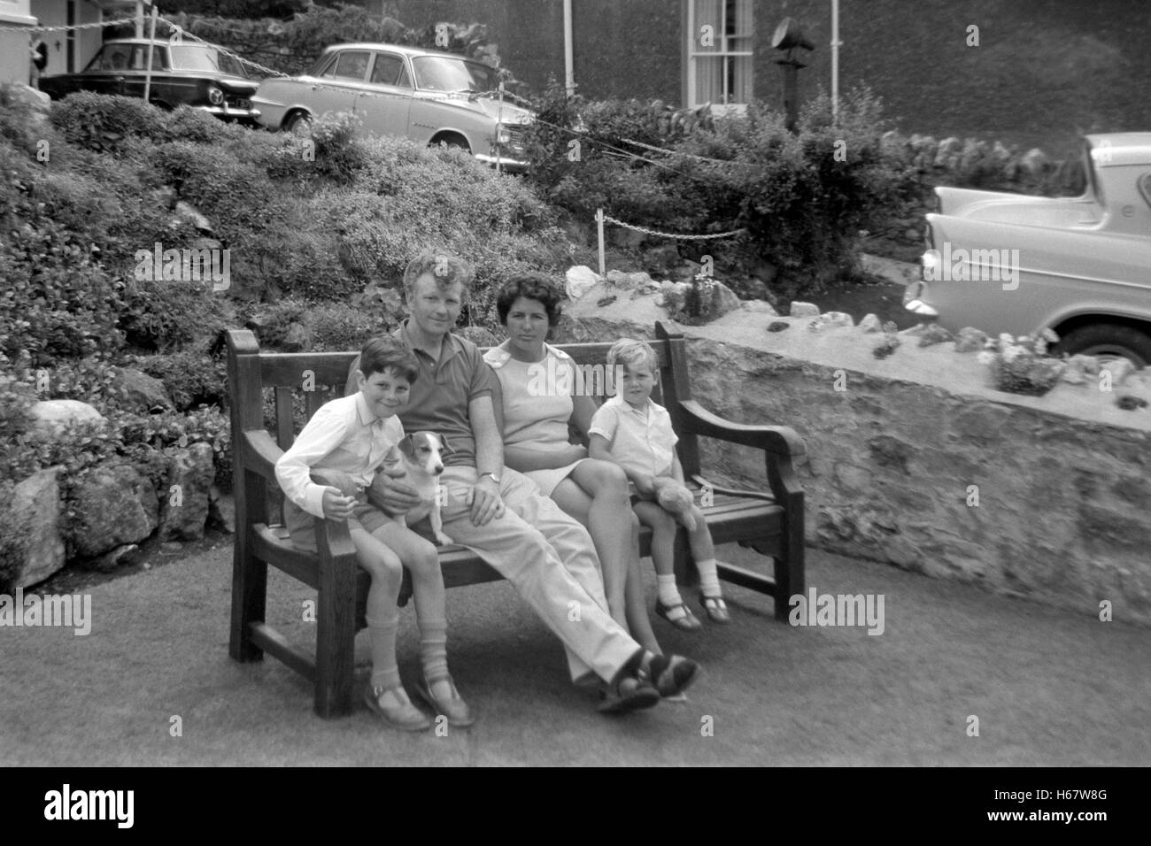 young family on holiday at the seaside england 1960s Stock Photo