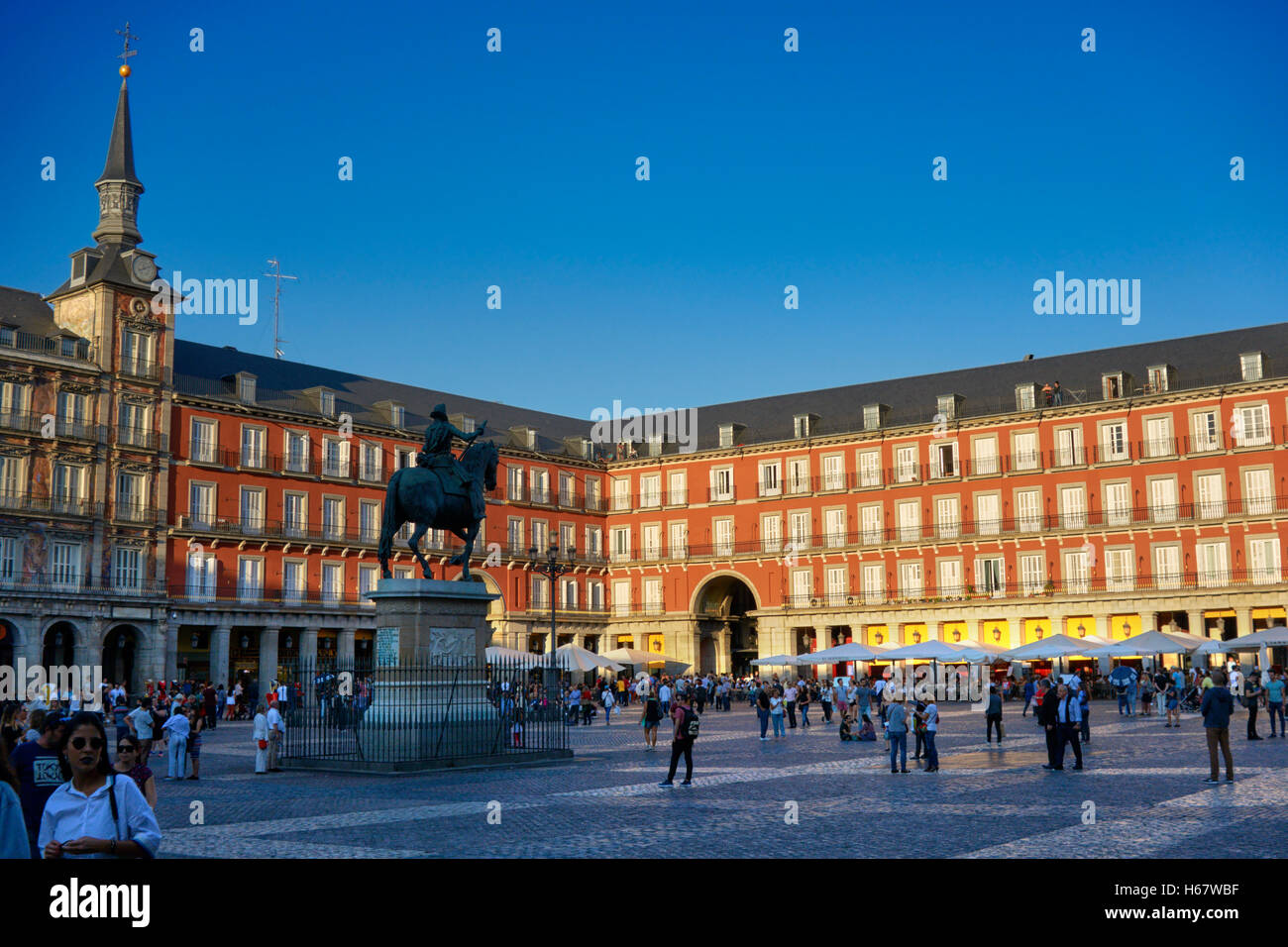 Plaza mayor main square tower hi-res stock photography and images - Alamy