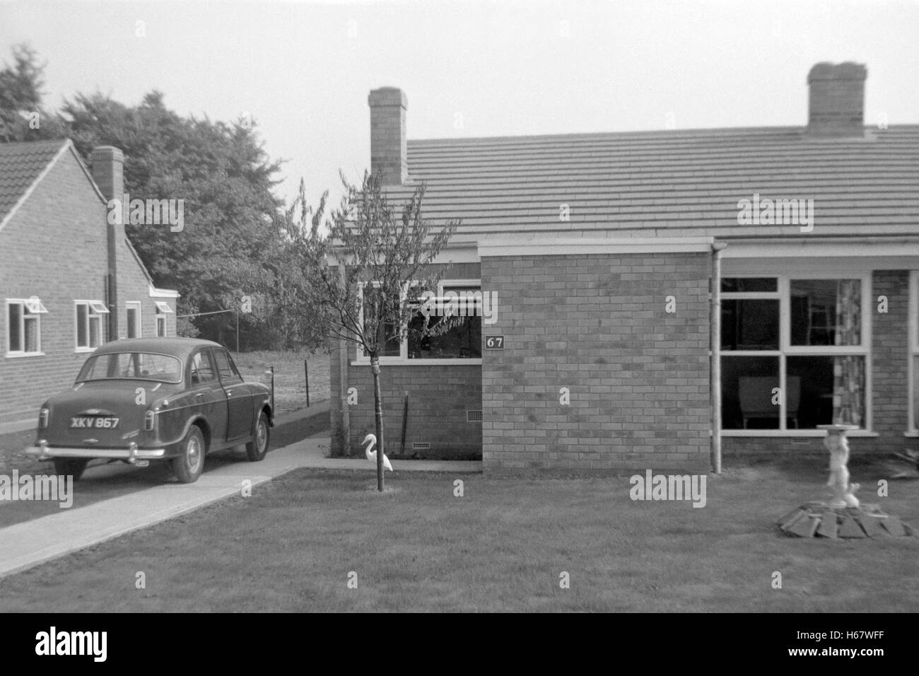 newly built semi detached bungalow england uk 1960s Stock Photo - Alamy