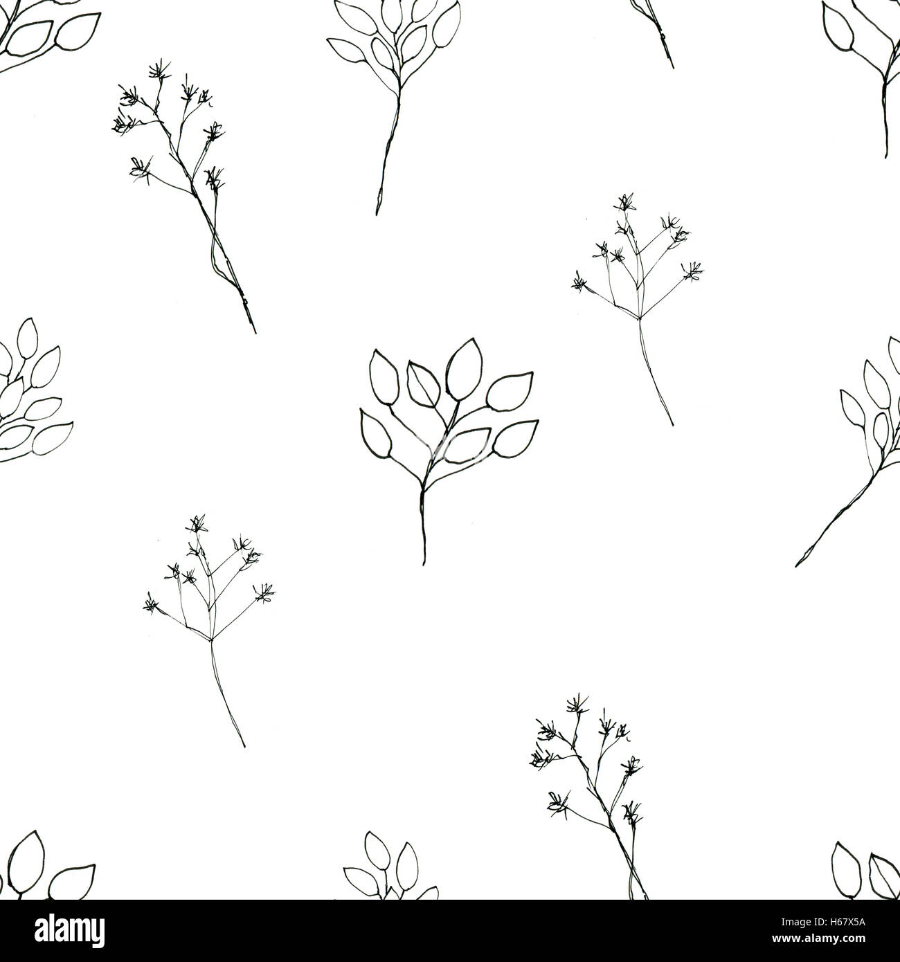 Seamless floral with abstract black and white flowers Stock Photo - Alamy