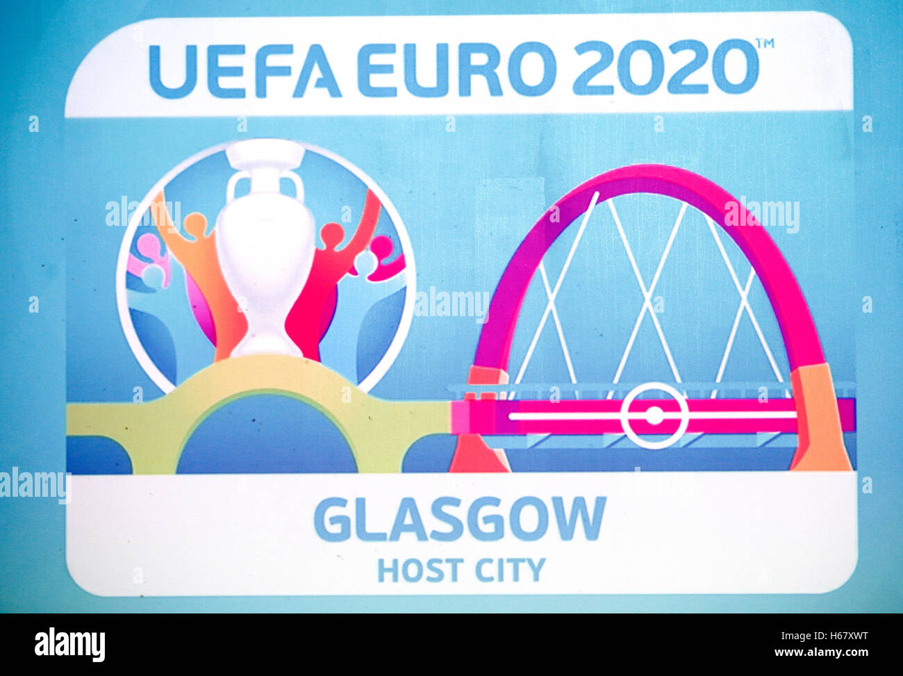 The Glasgow Uefa Euro 2020 Logo On Display At The Glasgow Science Stock Photo Alamy
