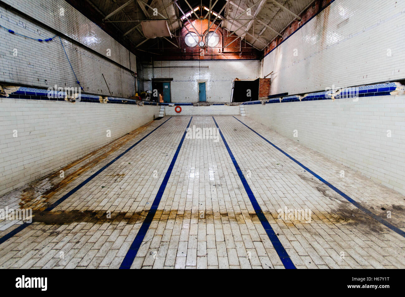 Templemore Baths, Belfast, one of three public baths built during Victorian times for people to wash with hot water. Stock Photo