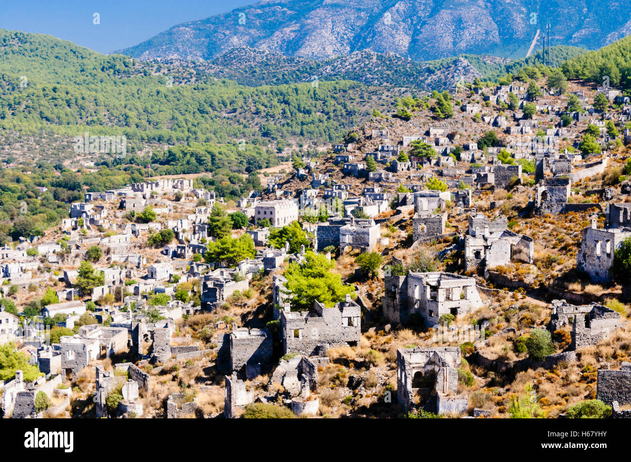 Ruins at the former Greek village of Kayakoy in Turkey, abandoned 1922
