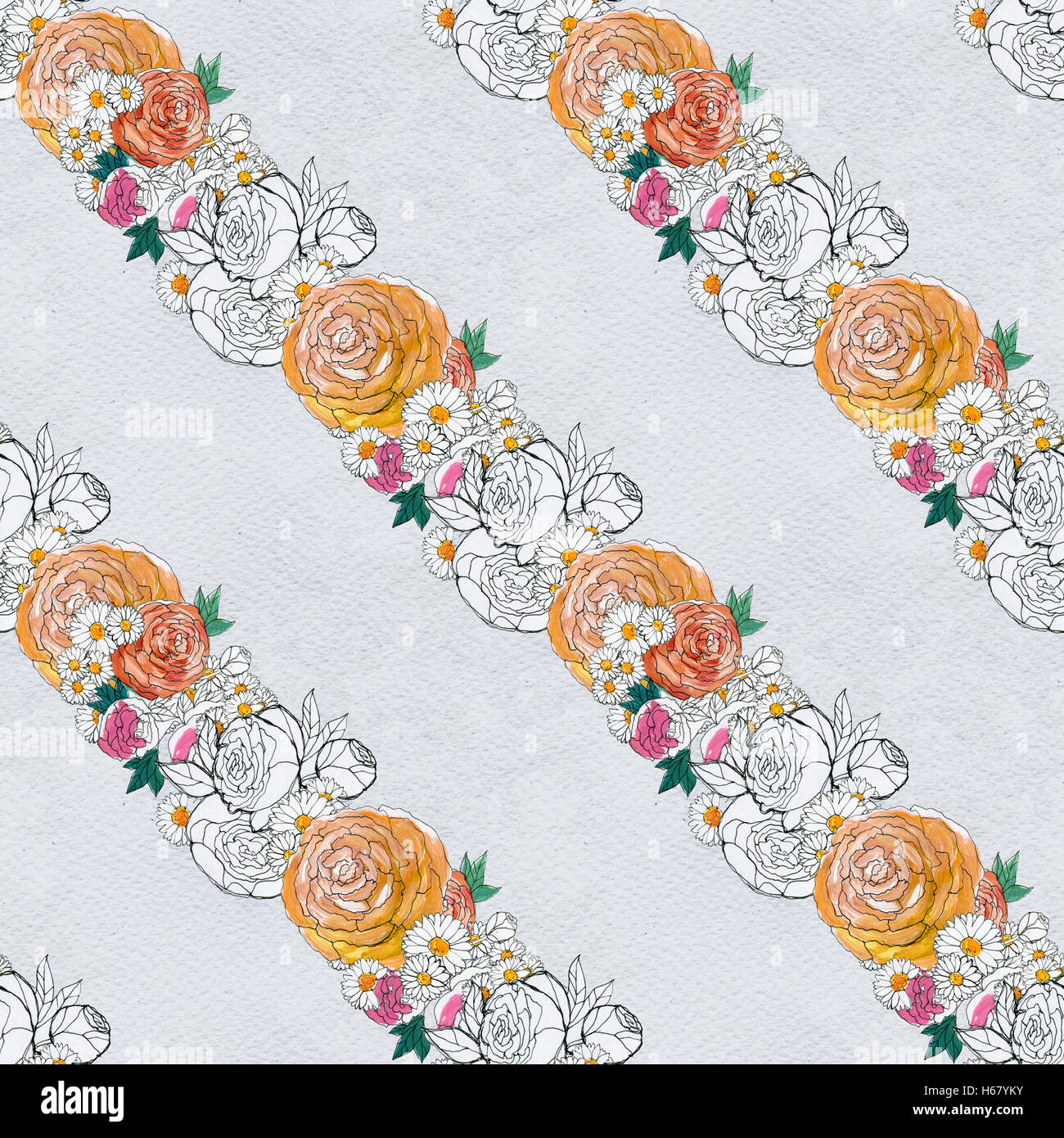 Seamless pattern with colorful flowers Stock Photo - Alamy