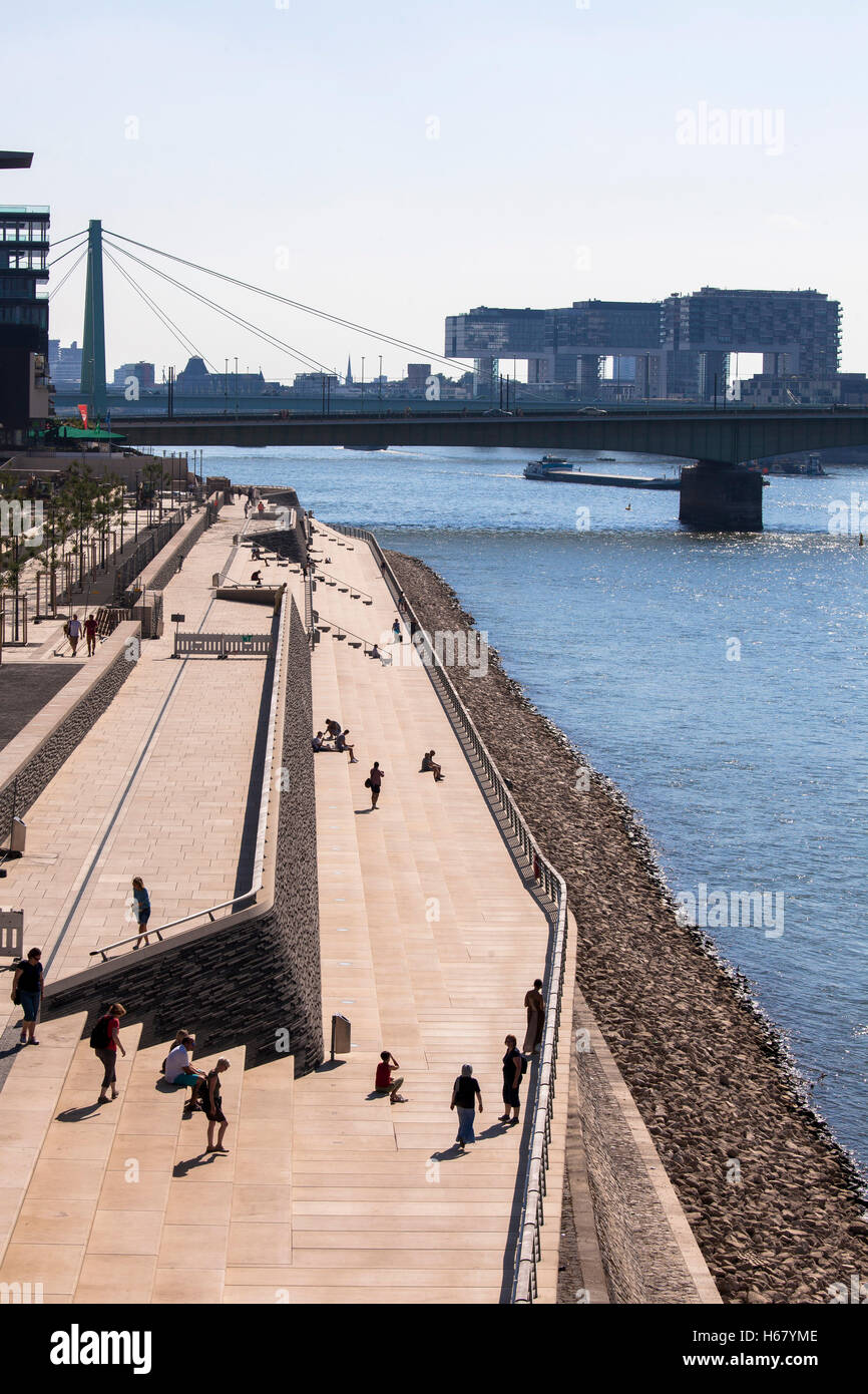 Germany, Cologne, the Rhine boulevard in the district Deutz, the large ...
