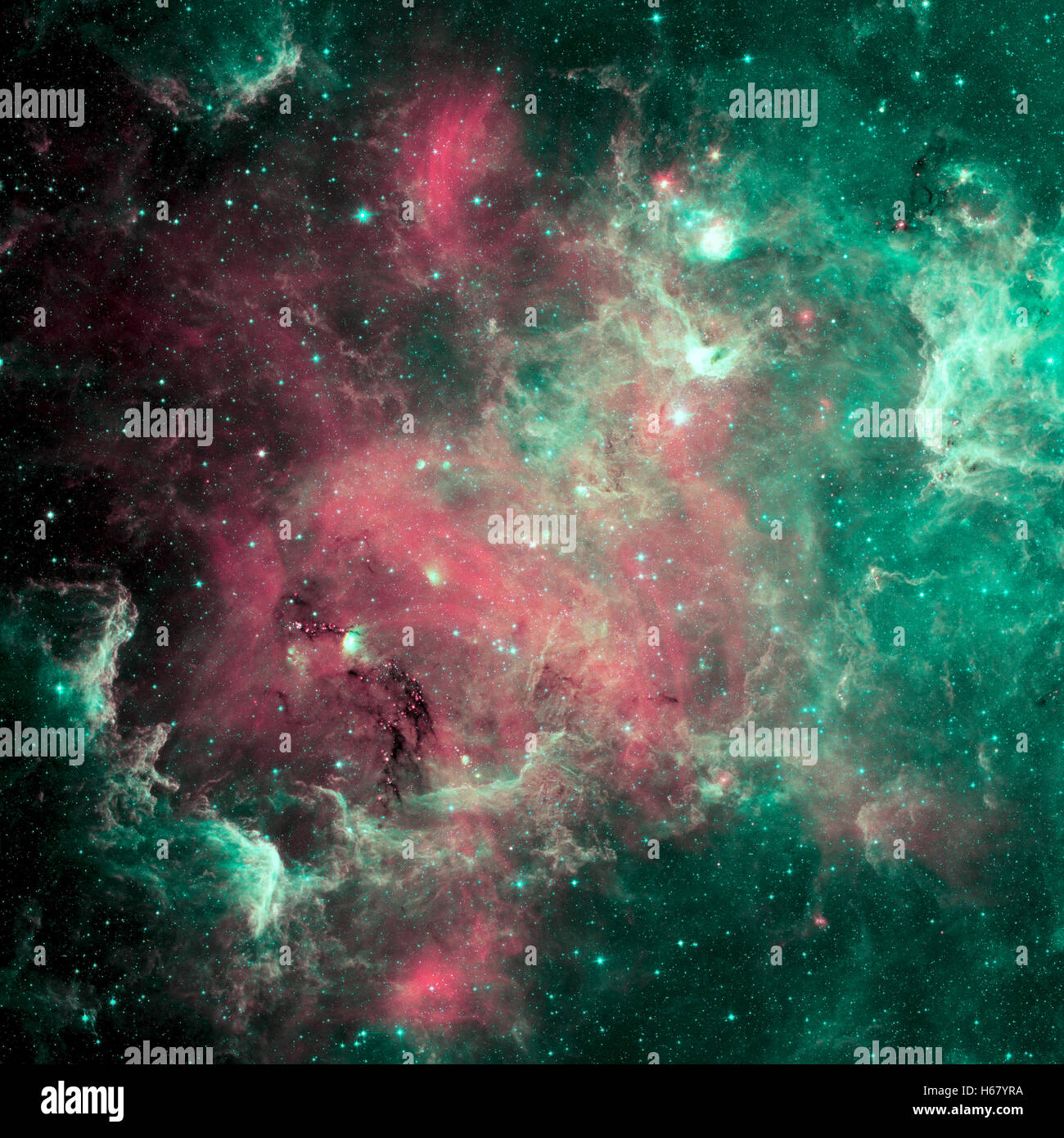 The North America nebula is an emission nebula in the constellation Cygnus, close to Deneb. Infrared view. Stock Photo