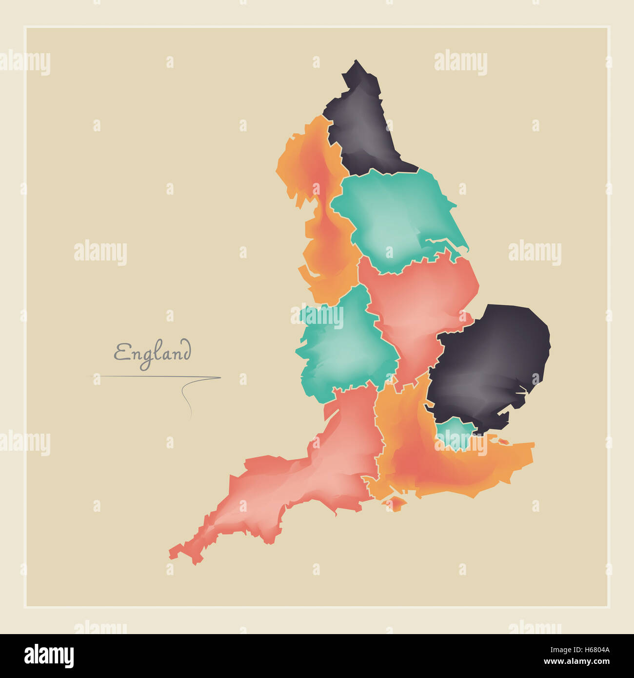 England map artwork 3D color illustration Stock Photo