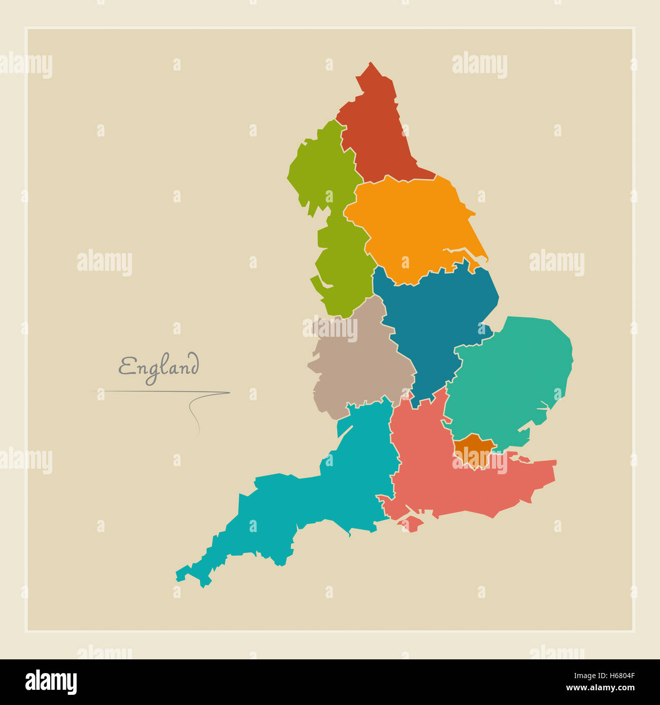 England map artwork color illustration Stock Photo