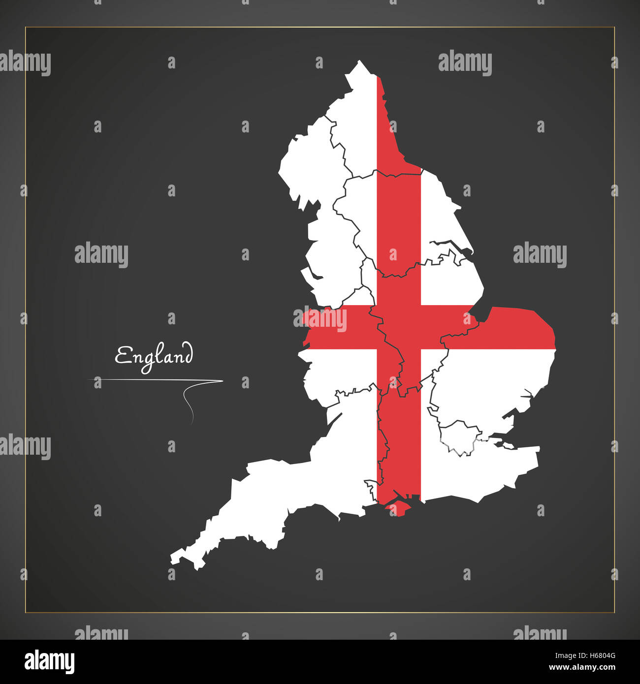 England map artwork with national colors illustration Stock Photo
