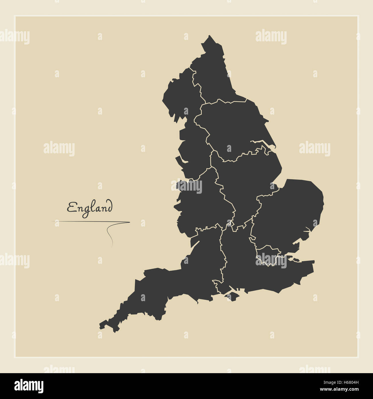 England map artwork black color illustration Stock Photo