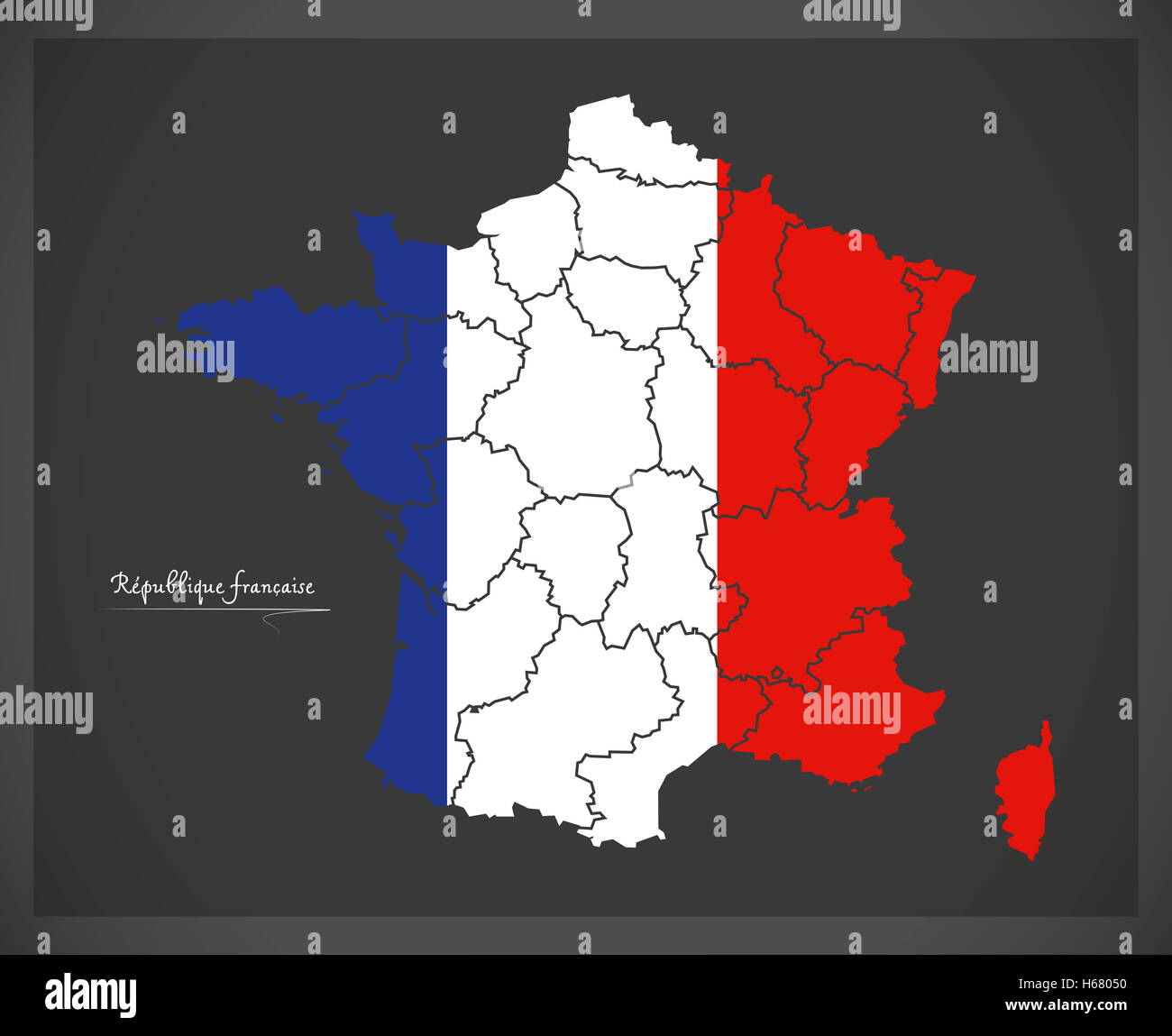 France map artwork with national colors illustration Stock Photo