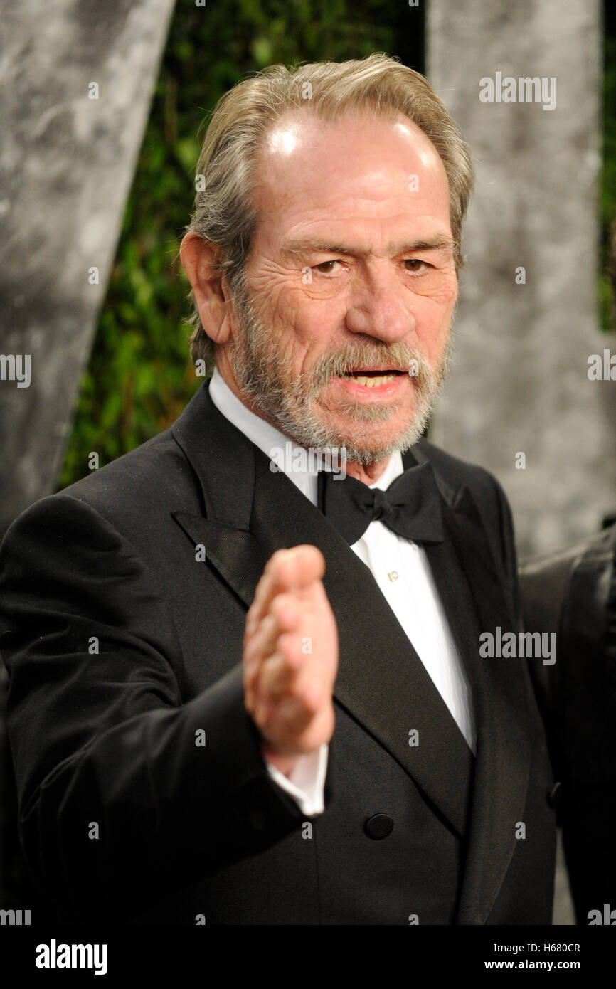 Tommy Lee Jones arrives for the 2013 Vanity Fair Oscar Party hosted by Graydon Carter at Sunset Tower on February 24, 2013 in West Hollywood, California. Stock Photo