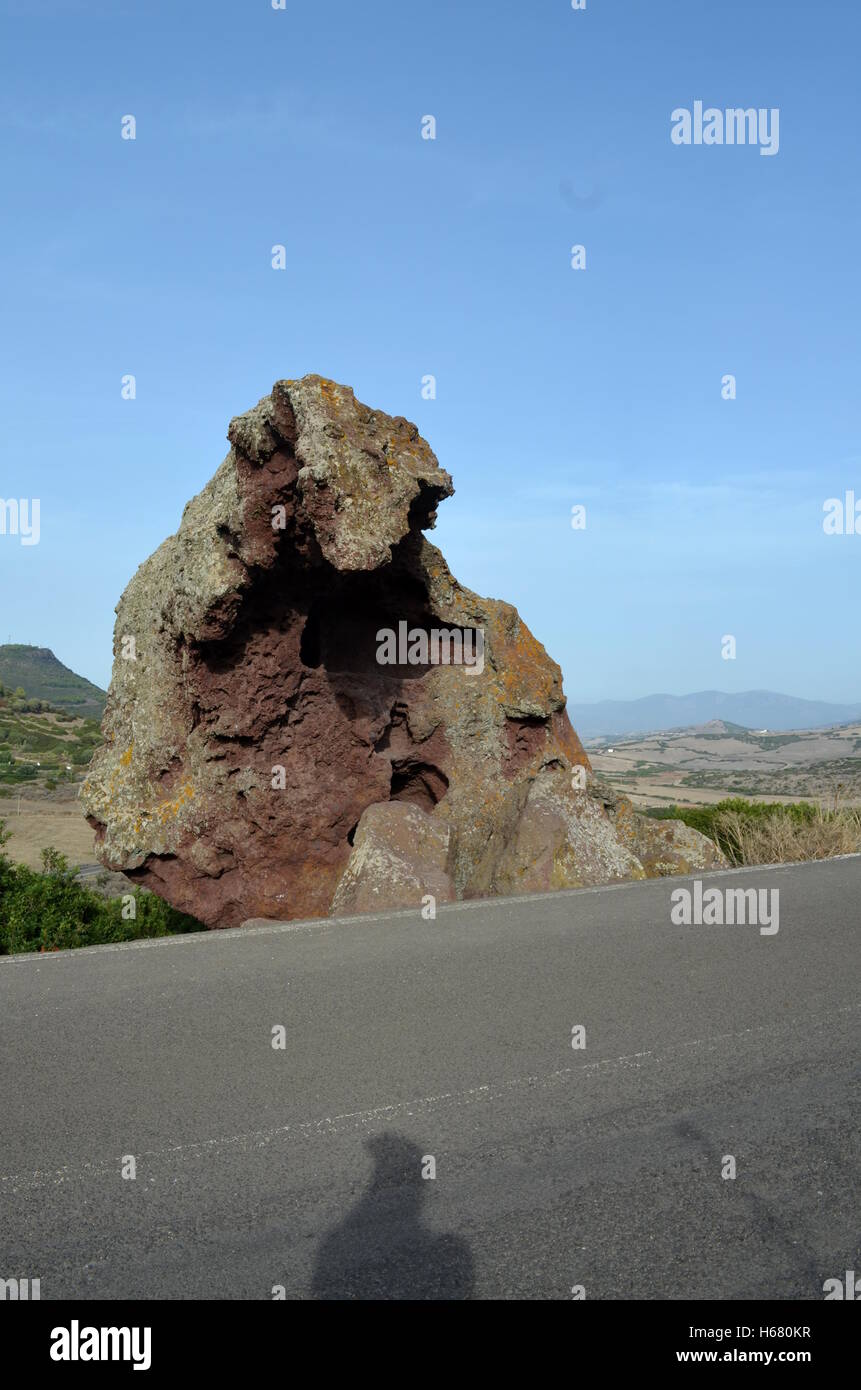 Elephant rock, one of the symbols of Sardinia. Moving from Castelsardo direction Sedini, you will meet the Elephant Rock, a nice Stock Photo