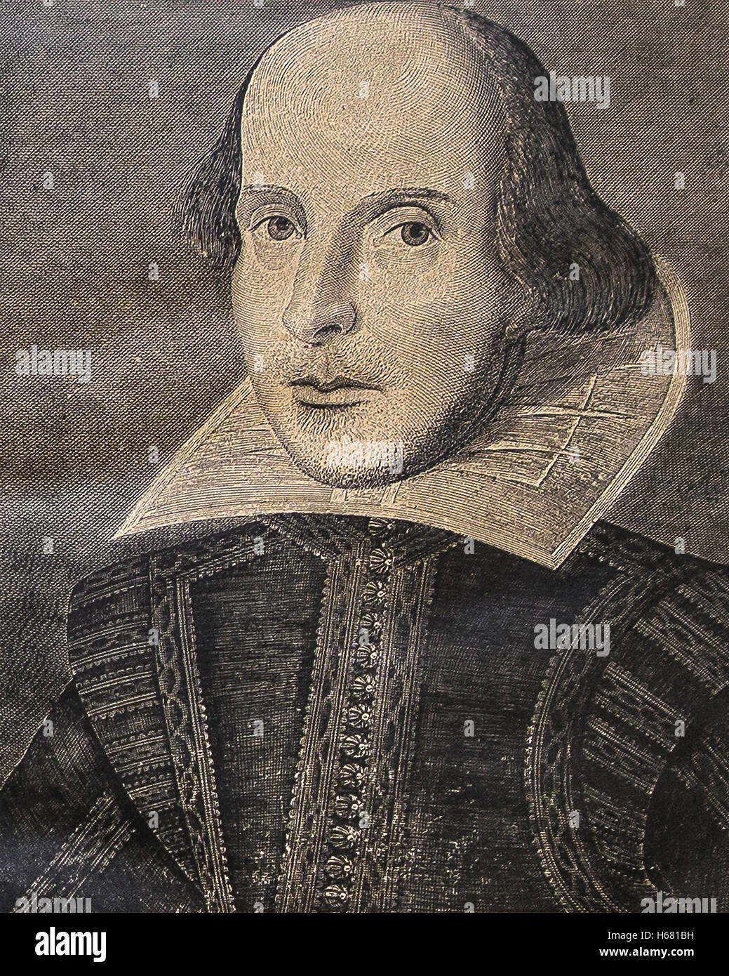 Shakespeare portrait from  “ Shakespeare First Folio of 1623 ' Stock Photo