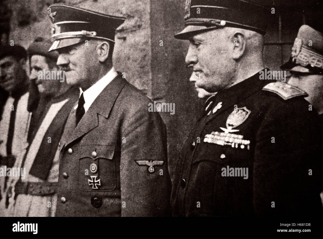 Adolf Hitler and Benito Mussolini in Florence ( Italy ) 1940 Stock Photo