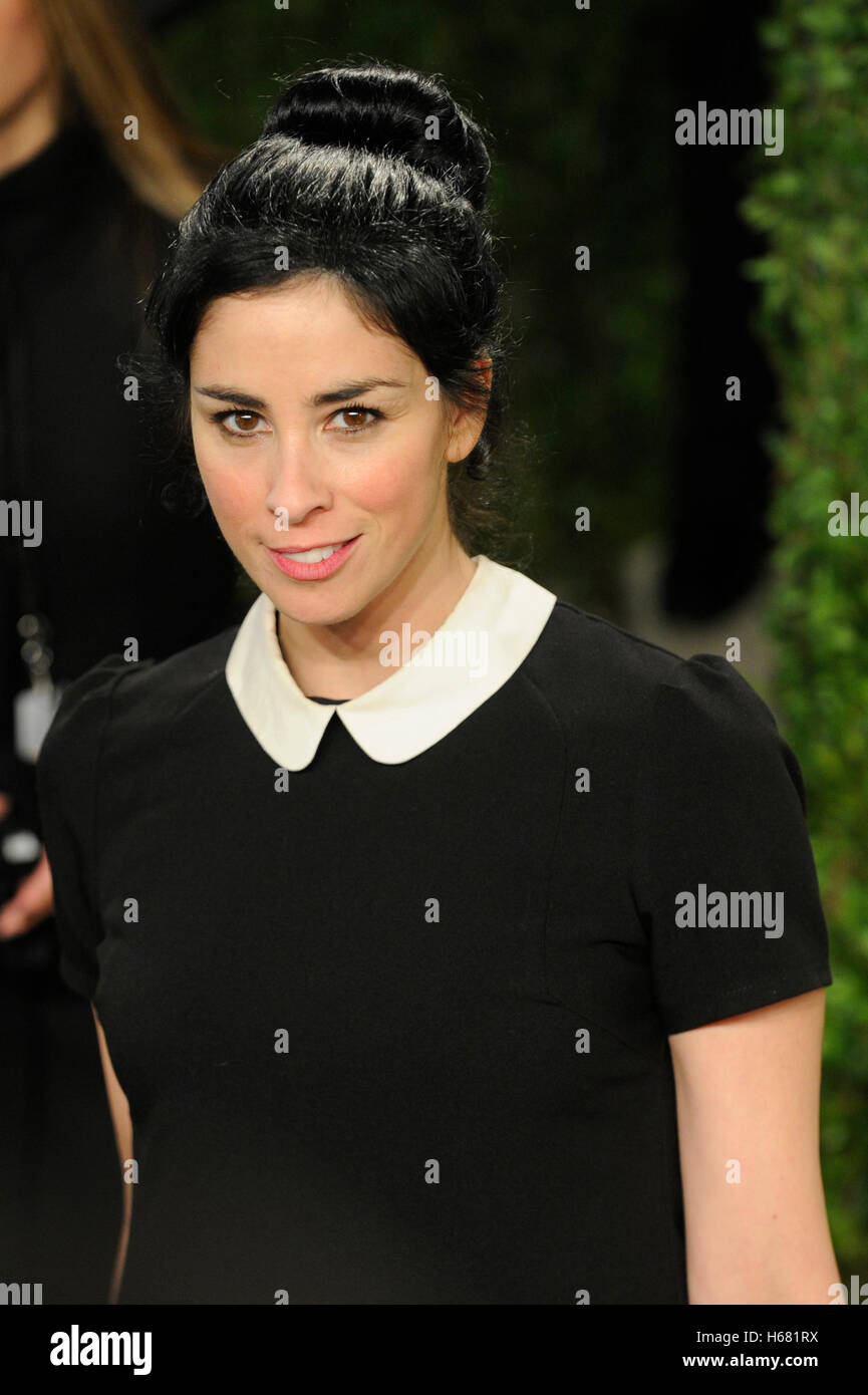 Sarah Silverman arrive for the 2013 Vanity Fair Oscar Party hosted by Graydon Carter at Sunset Tower on February 24, 2013 in West Hollywood, California. Stock Photo