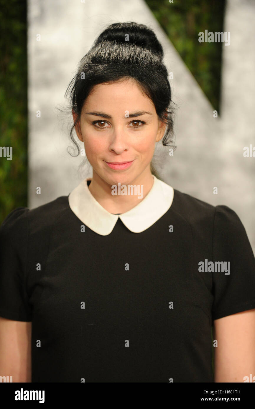 Sarah Silverman arrive for the 2013 Vanity Fair Oscar Party hosted by Graydon Carter at Sunset Tower on February 24, 2013 in West Hollywood, California. Stock Photo