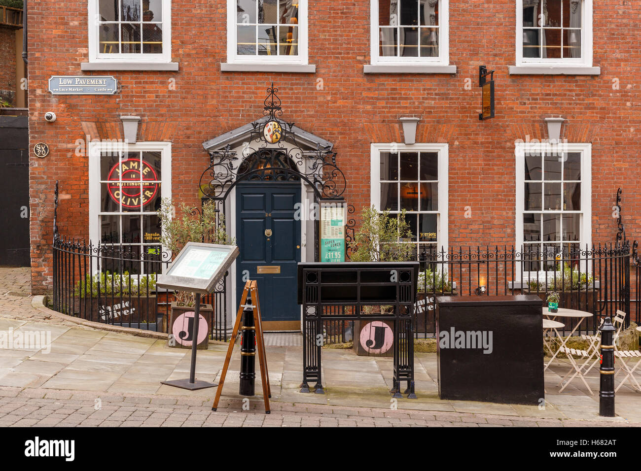 Frontage of the Jamie Oliver restaurant. In Nottingham, England. Stock Photo
