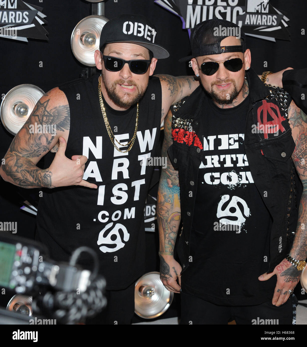 Musicians Benji Madden (R) and Joel Madden from the band Good Charlotte