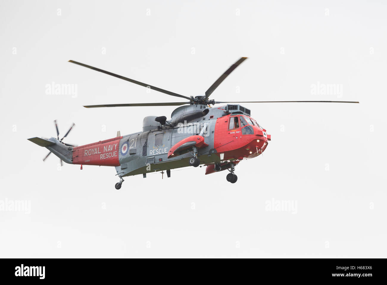 Royal Navy rescue sea king helicopter Stock Photo