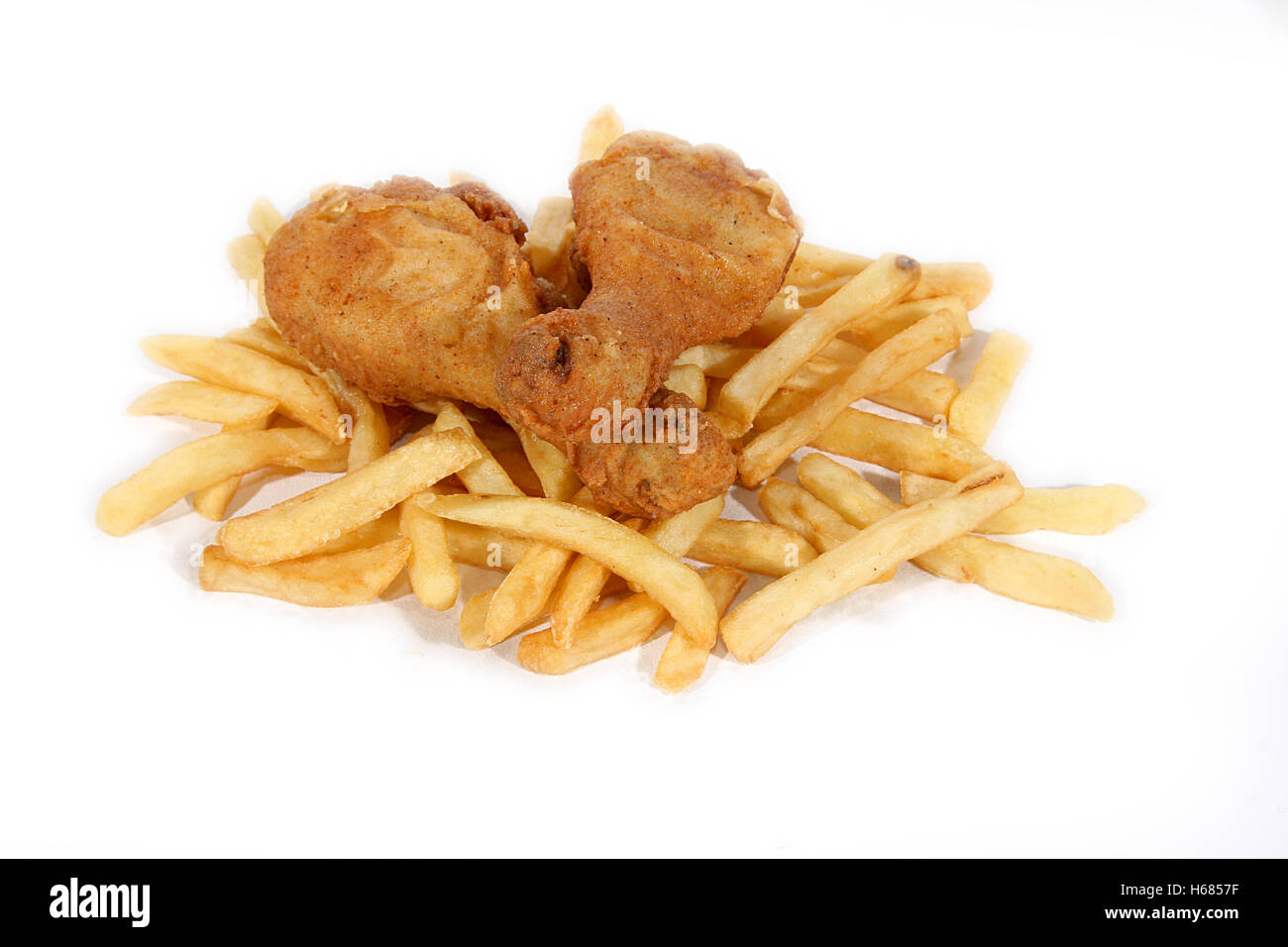 Fried Chicken / Southern Fried Chicken and Fries / Drumstick Stock