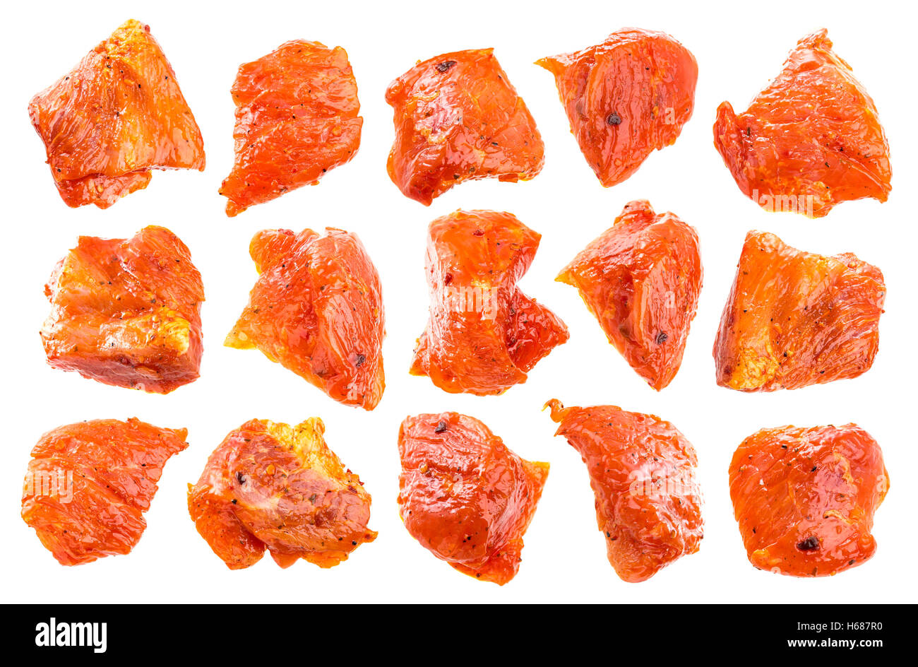 Pieces of raw pork isolated on white background Stock Photo - Alamy