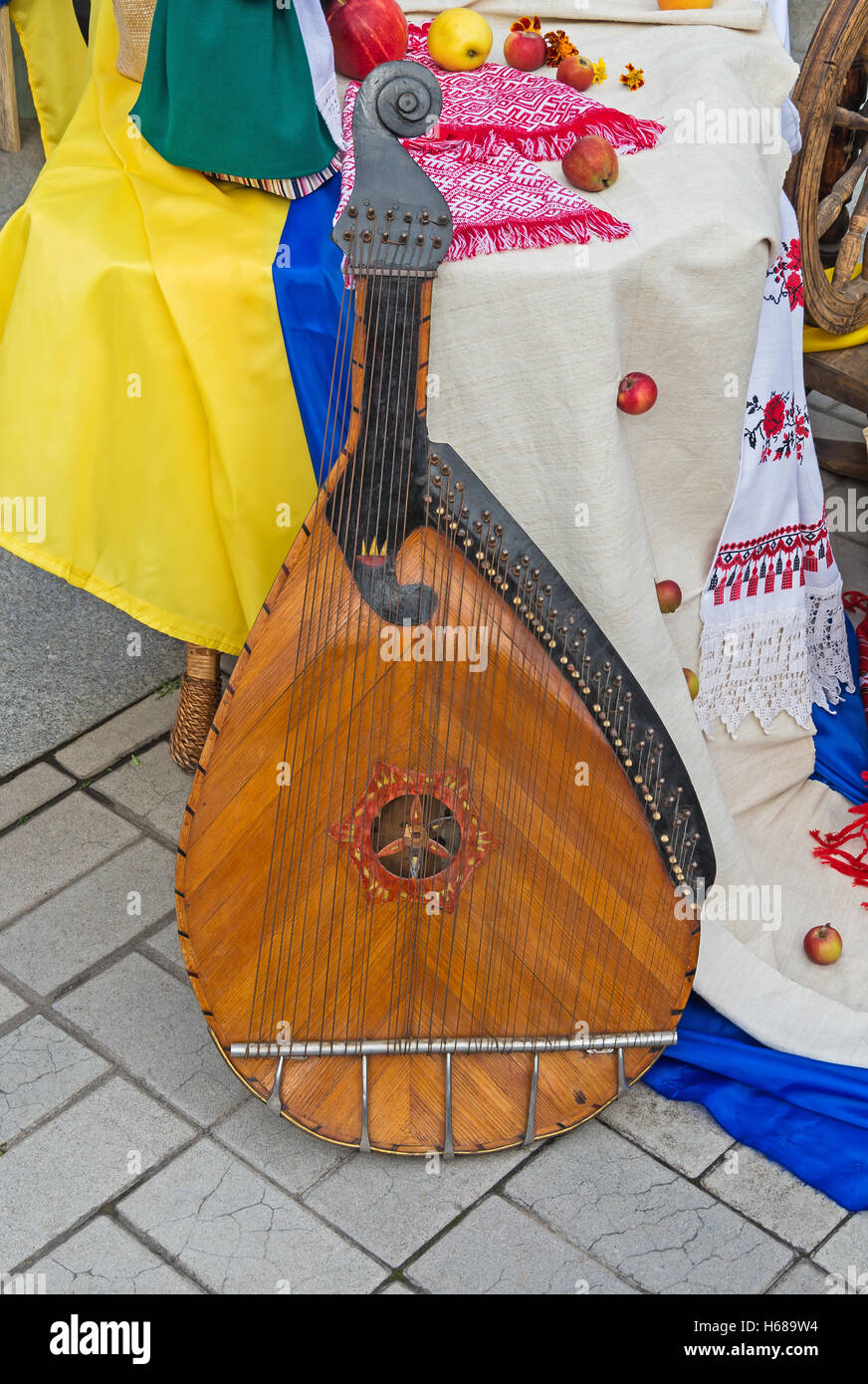 Ukrainian ancient national musical instrument bandura kobza Stock Photo