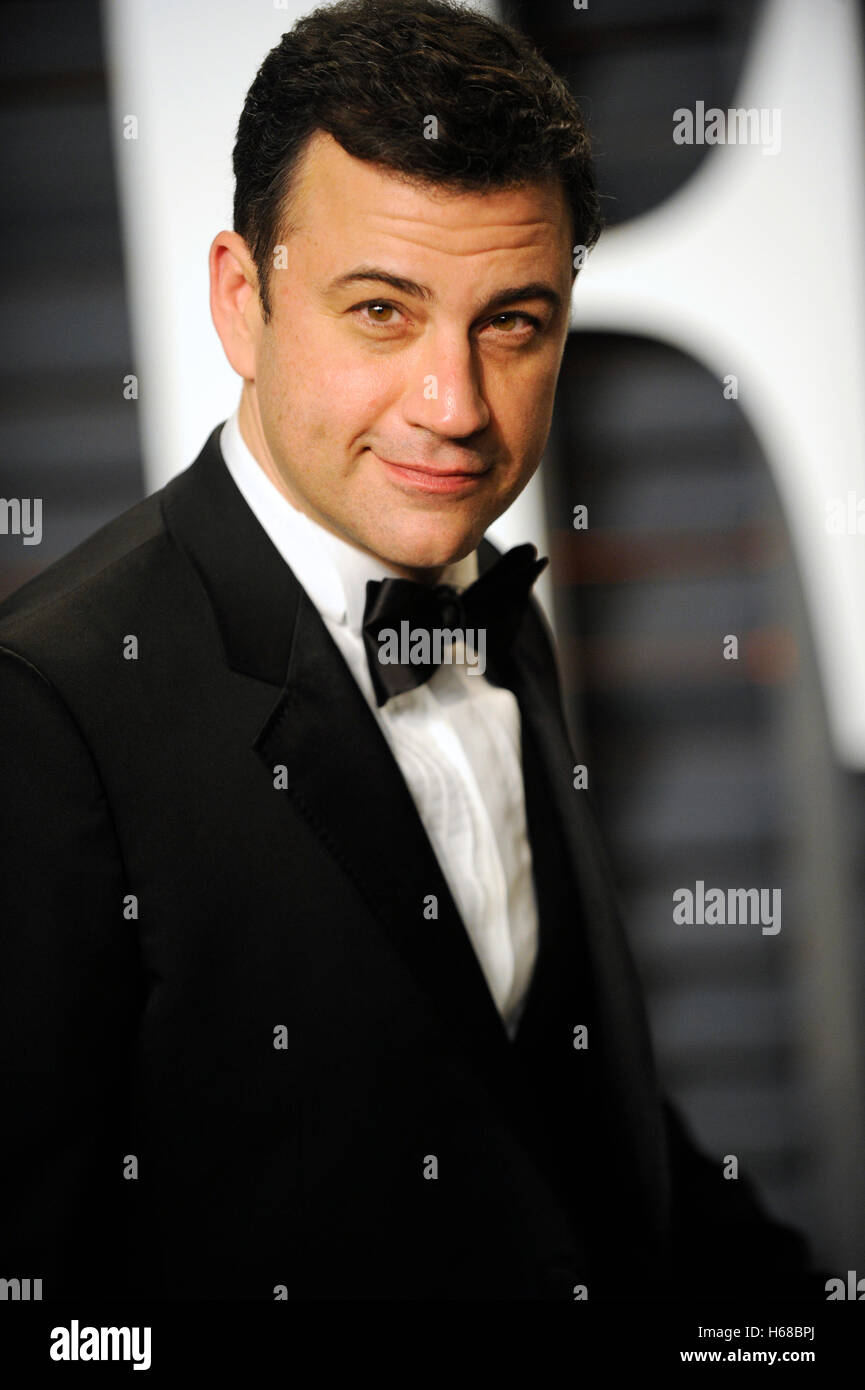 Jimmy Kimmel attends the 2015 Vanity Fair Oscar Party hosted by Graydon Carter at Wallis Annenberg Center for the Performing Arts on February 22nd, 2015 in Beverly Hills, California. Stock Photo