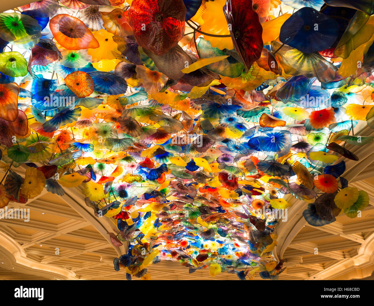 Bellagio Hotel and Casino lobby ceiling glass decor Stock Photo
