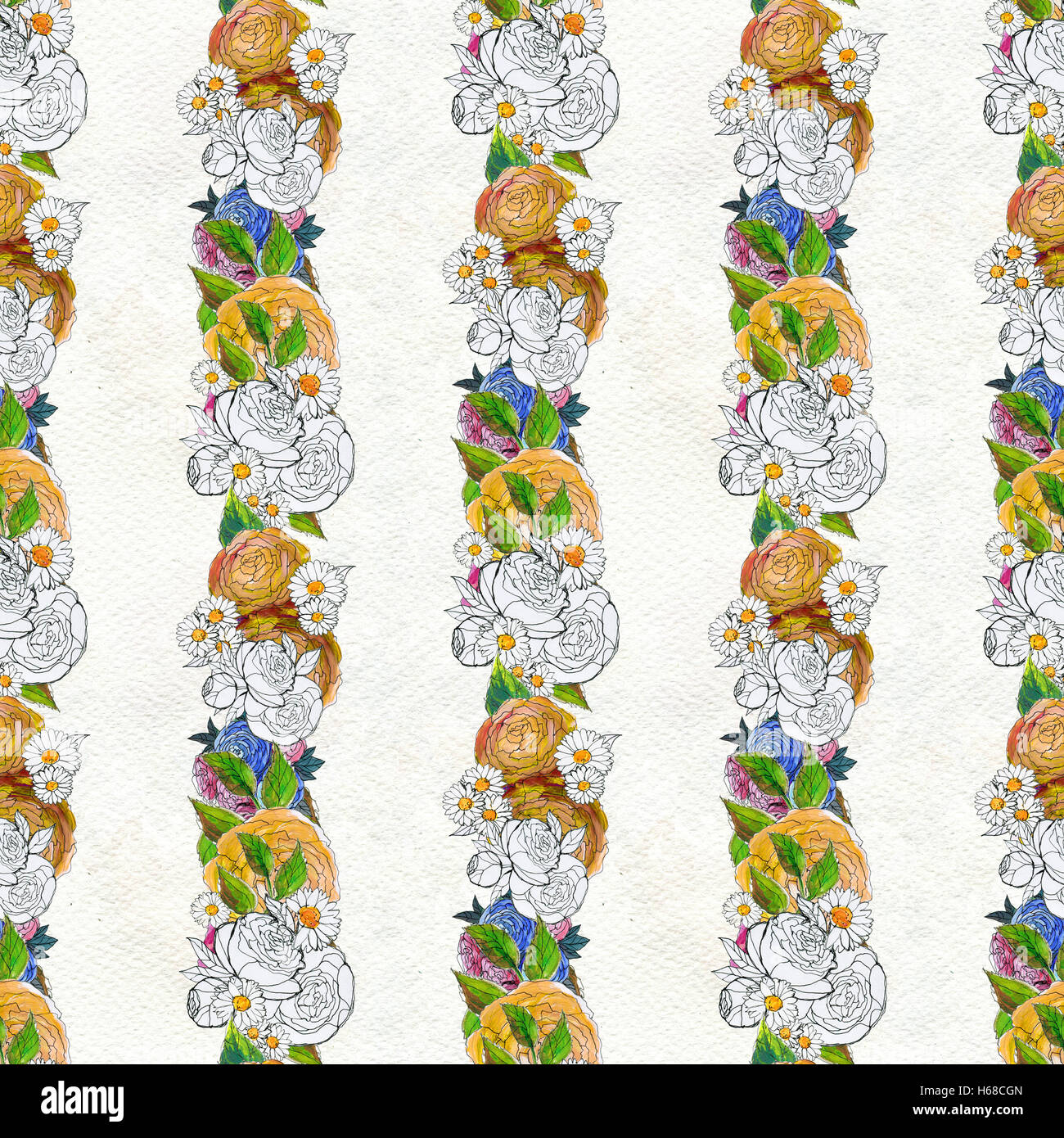 Seamless pattern with colorful flowers Stock Photo - Alamy